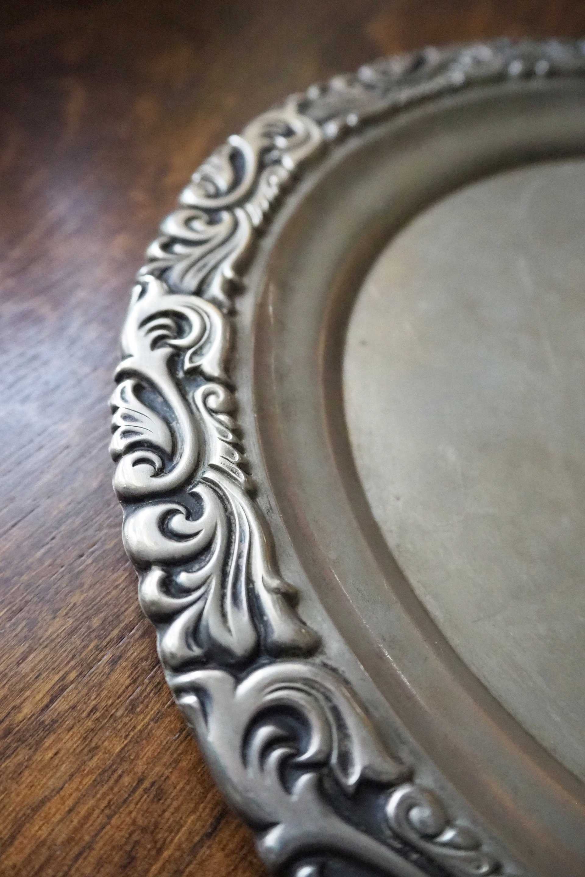 Vintage alpacca silver tray | Alpacca silver platter | Vintage serving tray | Engraved silver tray | Made in Finland