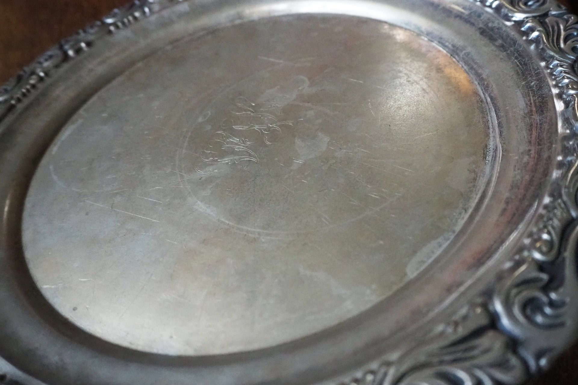 Vintage alpacca silver tray | Alpacca silver platter | Vintage serving tray | Engraved silver tray | Made in Finland