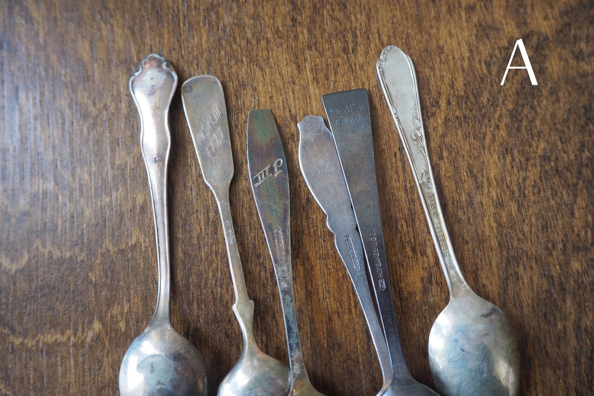 Set of six vintage coffee spoons | Small vintage spoons | Mismatched vintage spoons | Vintage coffee spoon set | Vintage alpacca spoons