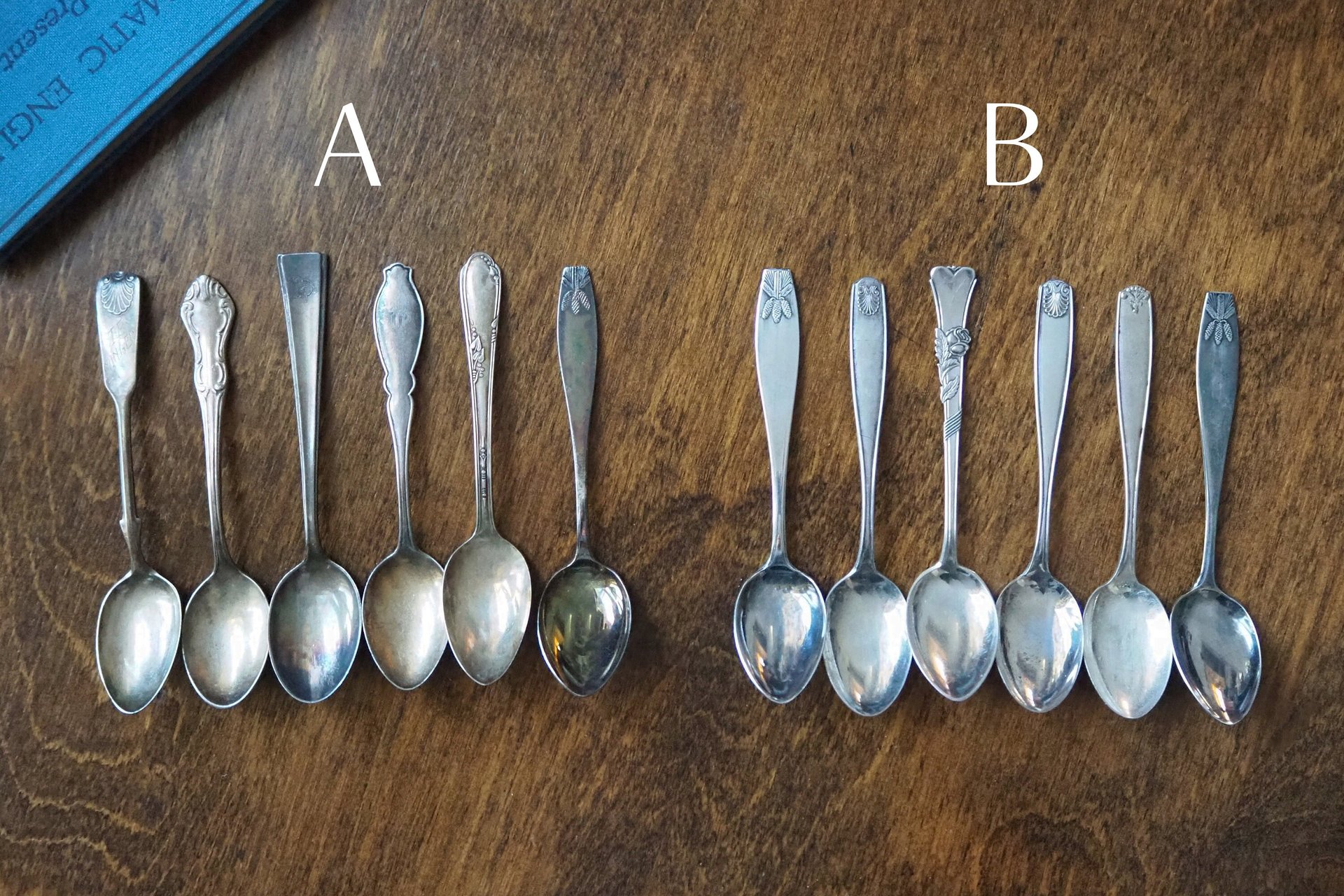 Set of six vintage coffee spoons | Small vintage spoons | Mismatched vintage spoons | Vintage coffee spoon set | Vintage alpacca spoons