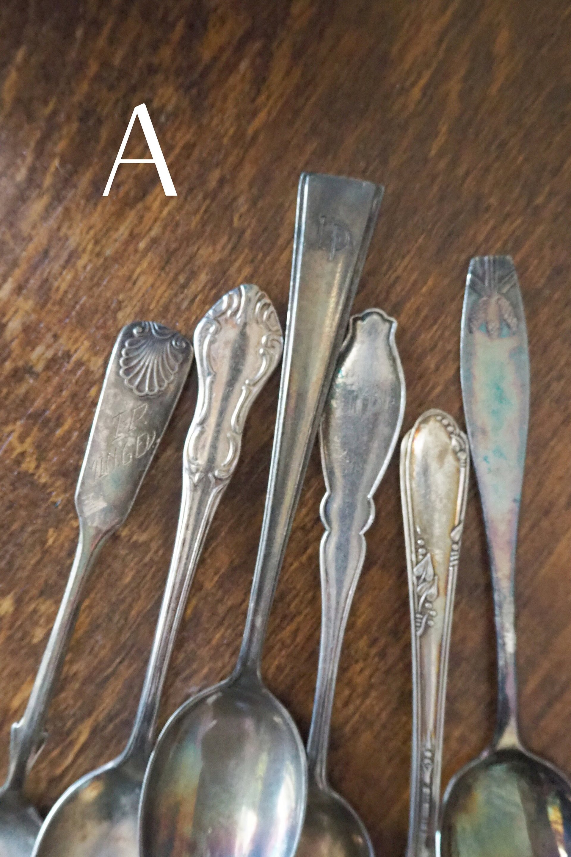 Set of six vintage coffee spoons | Small vintage spoons | Mismatched vintage spoons | Vintage coffee spoon set | Vintage alpacca spoons