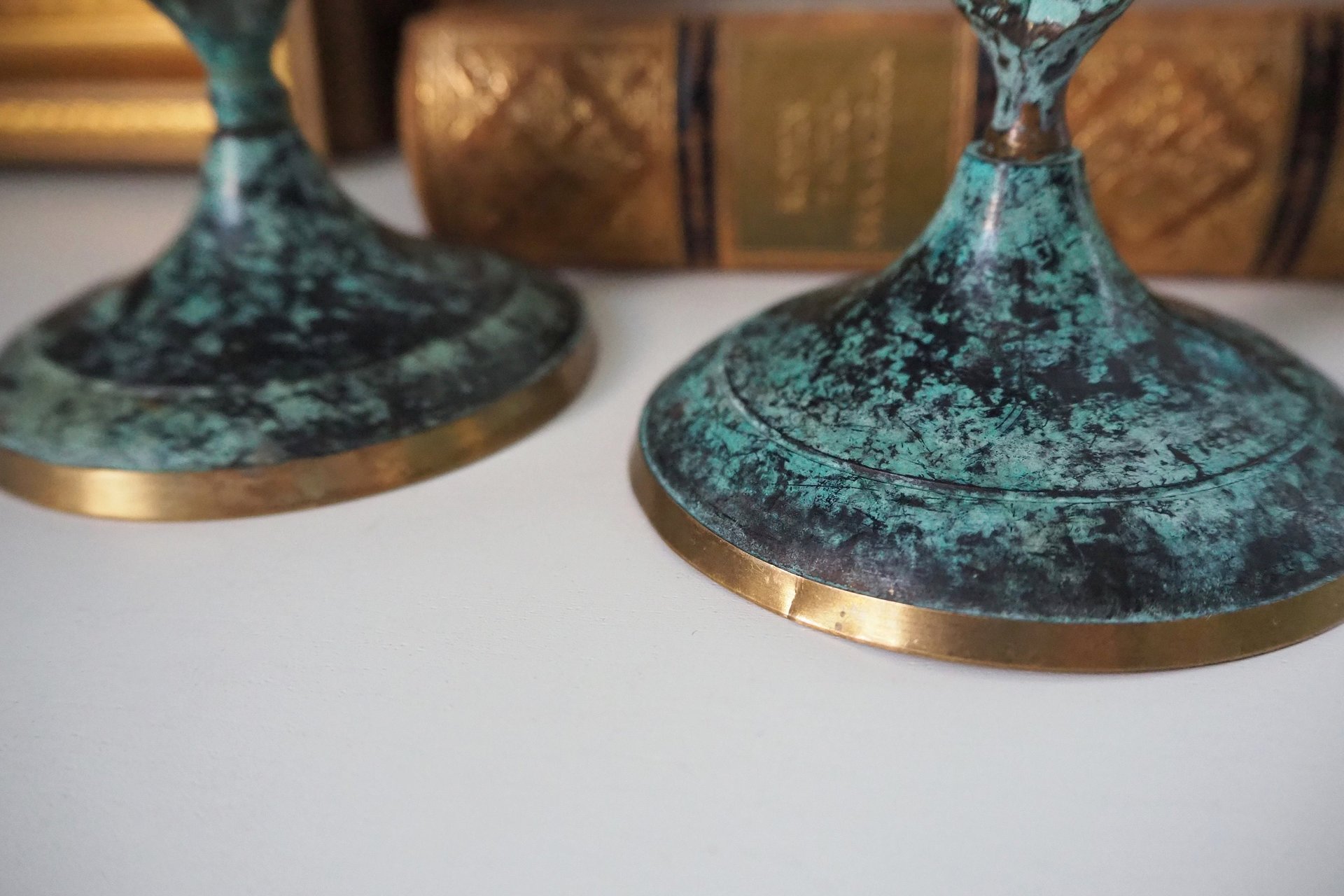 Pair of vintage candlestick holders | Twisted candlestick holders | Tall brass candlestick holders | Matching candlestick holders
