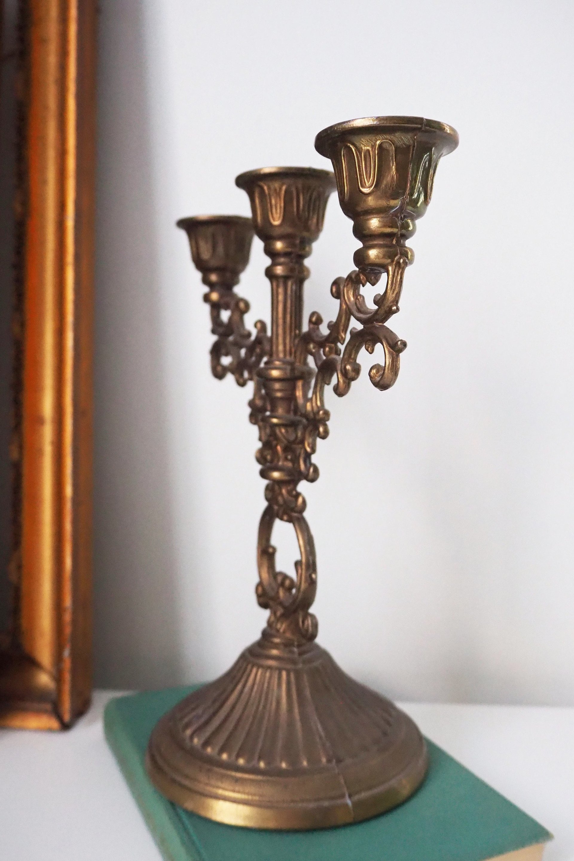 Vintage three arm candelabra | Ornate candelabra | Three arm candlestick holder | Vintage candelabrum | Small candelabrum