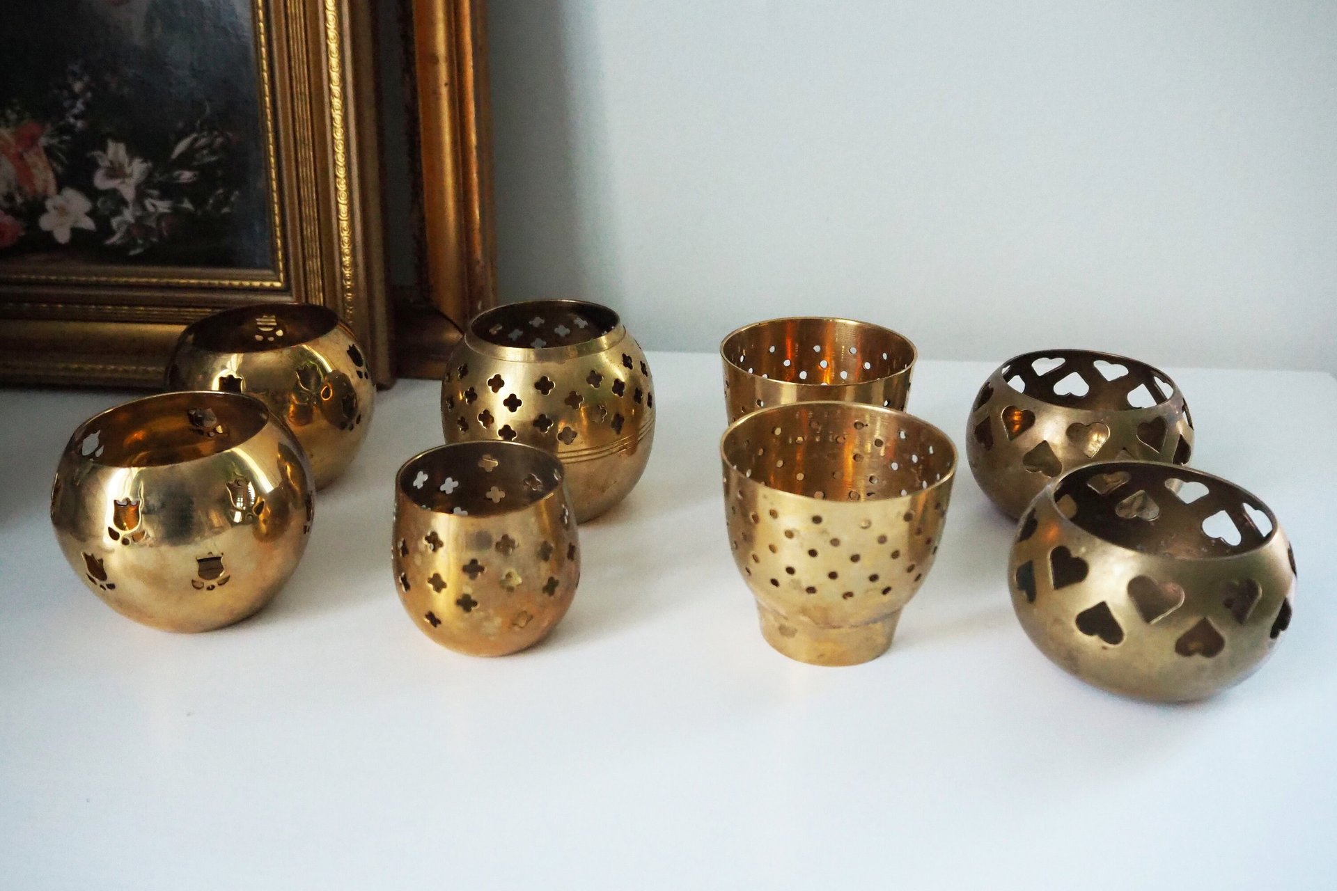 Vintage tealight holder sets | Brass candleholders | Vintage brass tealight holders | Brass tealight holders | Candleholder sets