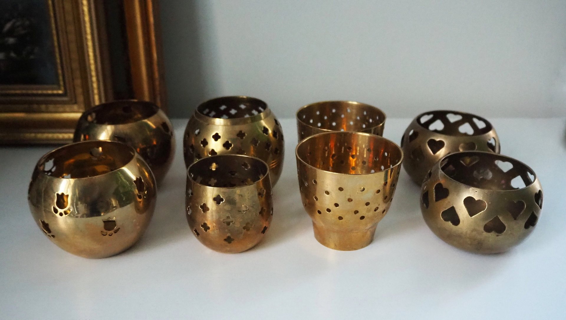 Vintage tealight holder sets | Brass candleholders | Vintage brass tealight holders | Brass tealight holders | Candleholder sets
