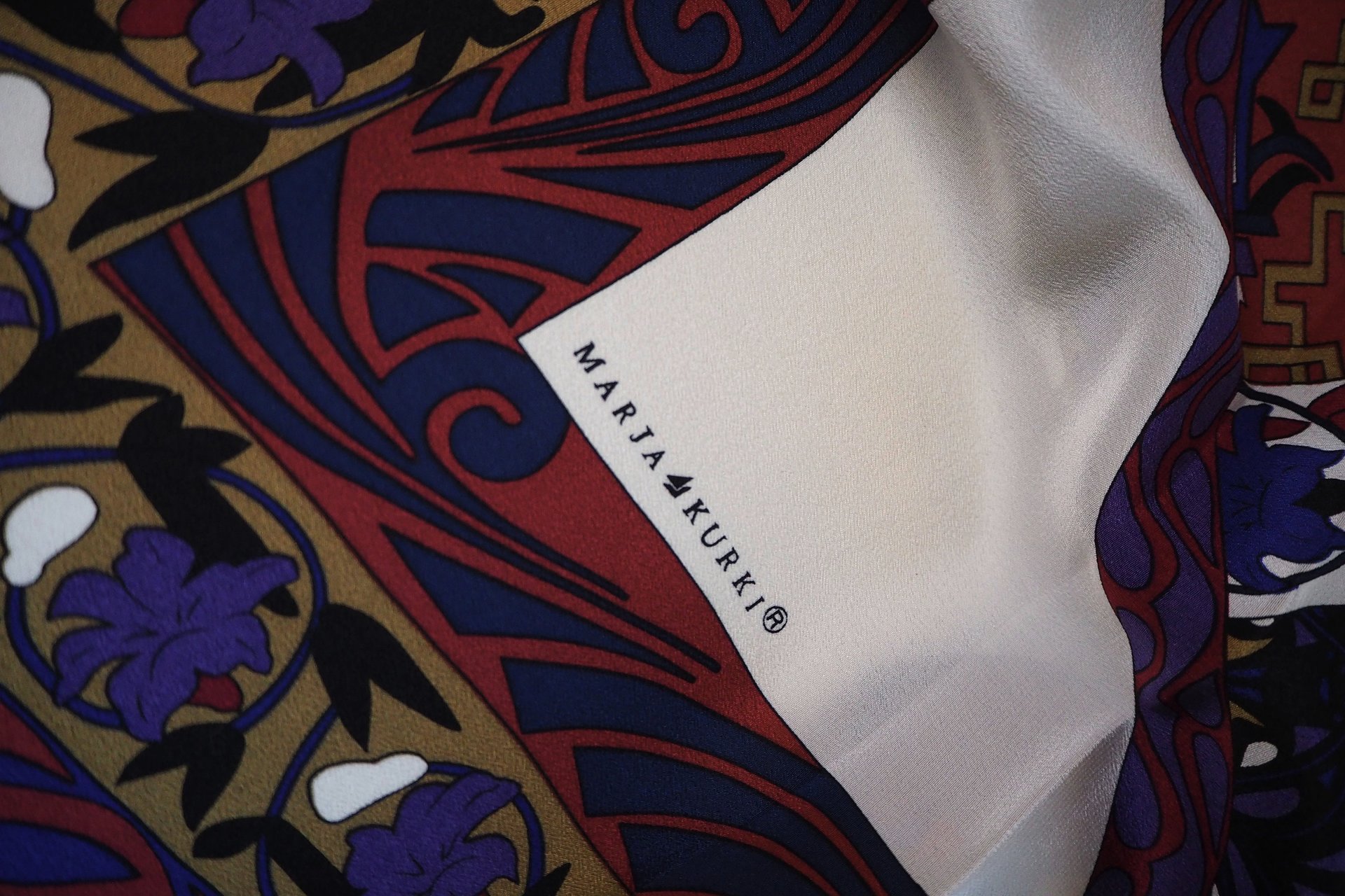 Vintage silk scarf | Vintage Marja Kurki scarf | Marja Kurki silk scarf | Geometric vintage silk scarf