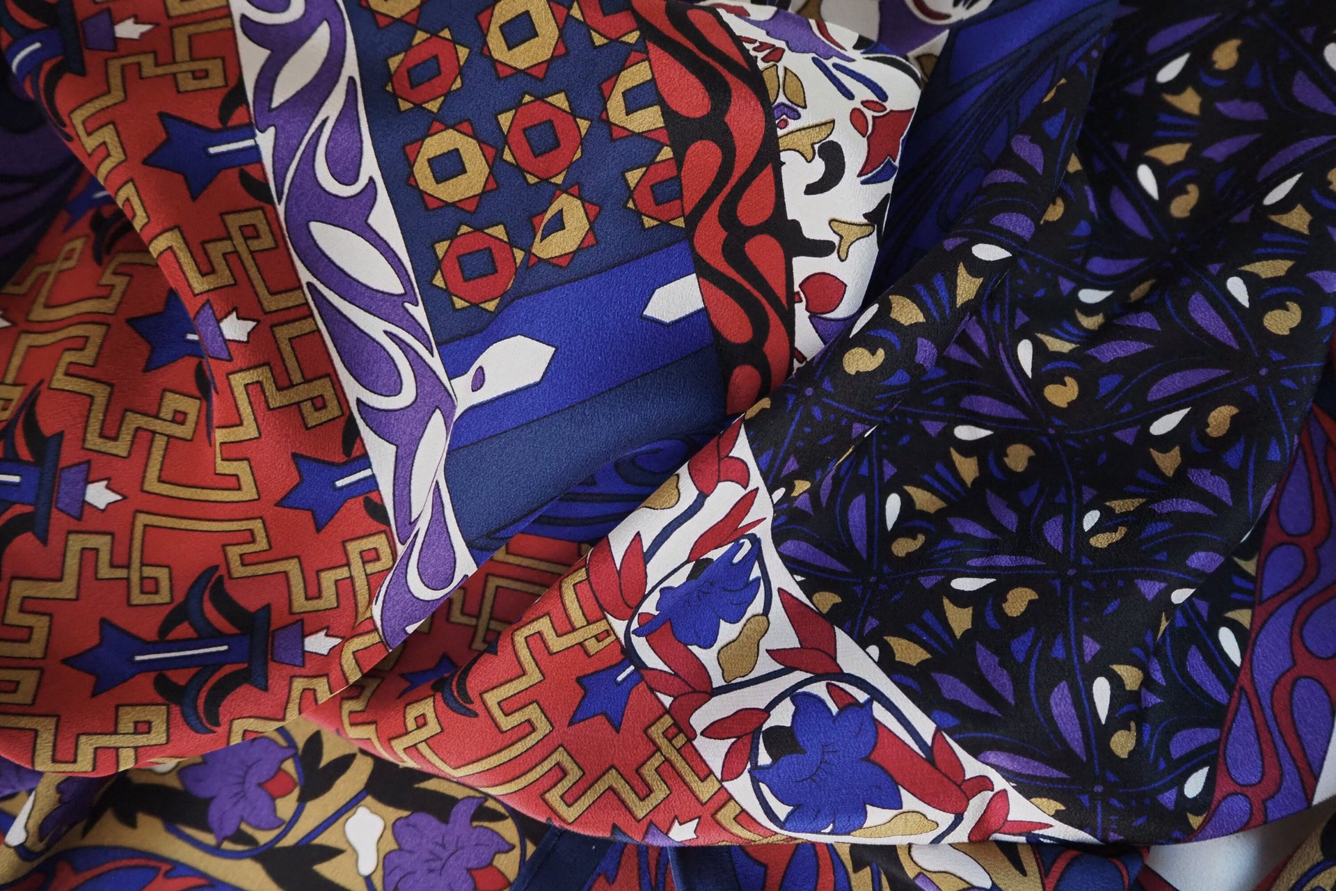 Vintage silk scarf | Vintage Marja Kurki scarf | Marja Kurki silk scarf | Geometric vintage silk scarf
