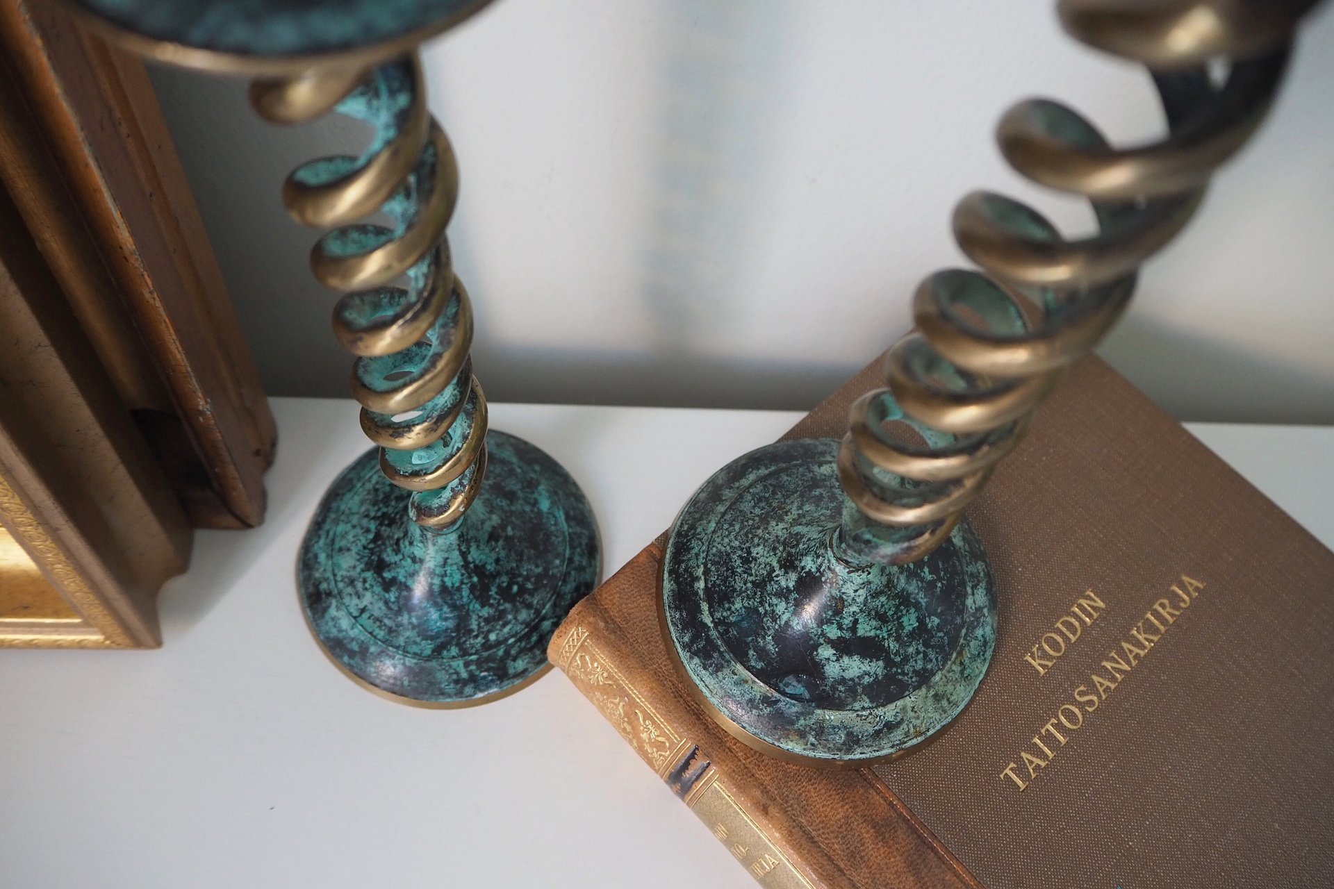 Pair of vintage candlestick holders | Twisted candlestick holders | Tall brass candlestick holders | Matching candlestick holders