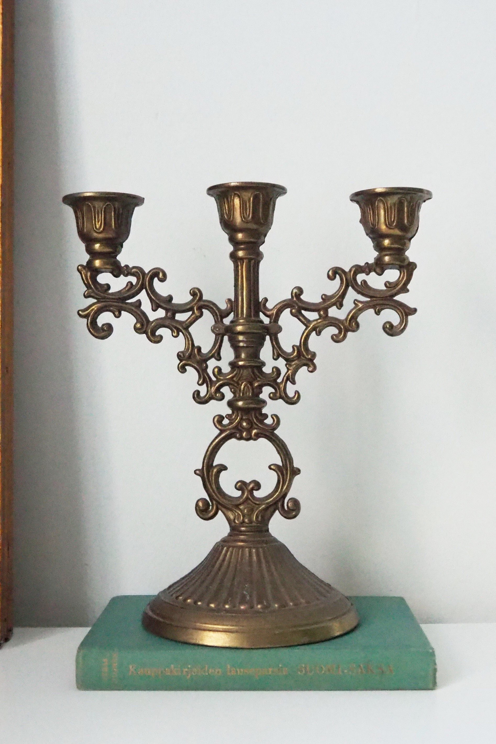 Vintage three arm candelabra | Ornate candelabra | Three arm candlestick holder | Vintage candelabrum | Small candelabrum
