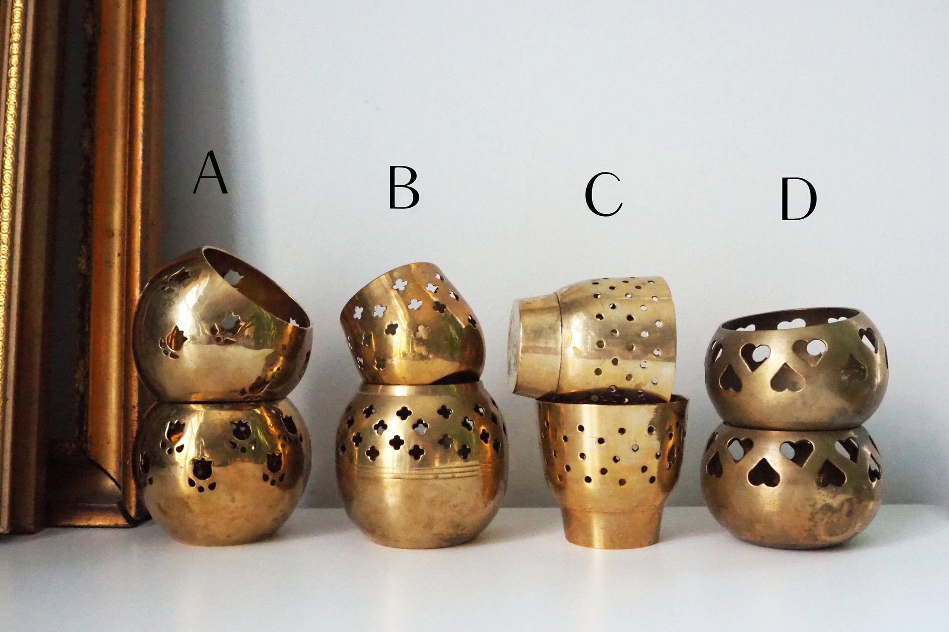 Vintage tealight holder sets | Brass candleholders | Vintage brass tealight holders | Brass tealight holders | Candleholder sets