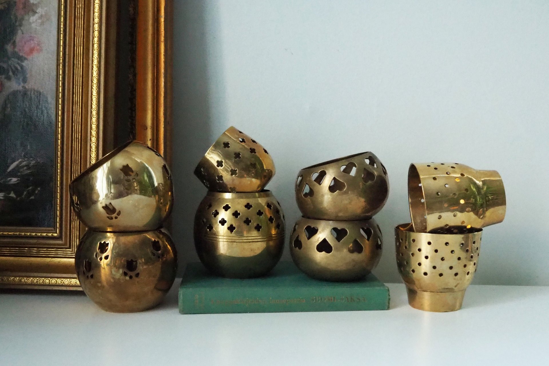 Vintage tealight holder sets | Brass candleholders | Vintage brass tealight holders | Brass tealight holders | Candleholder sets