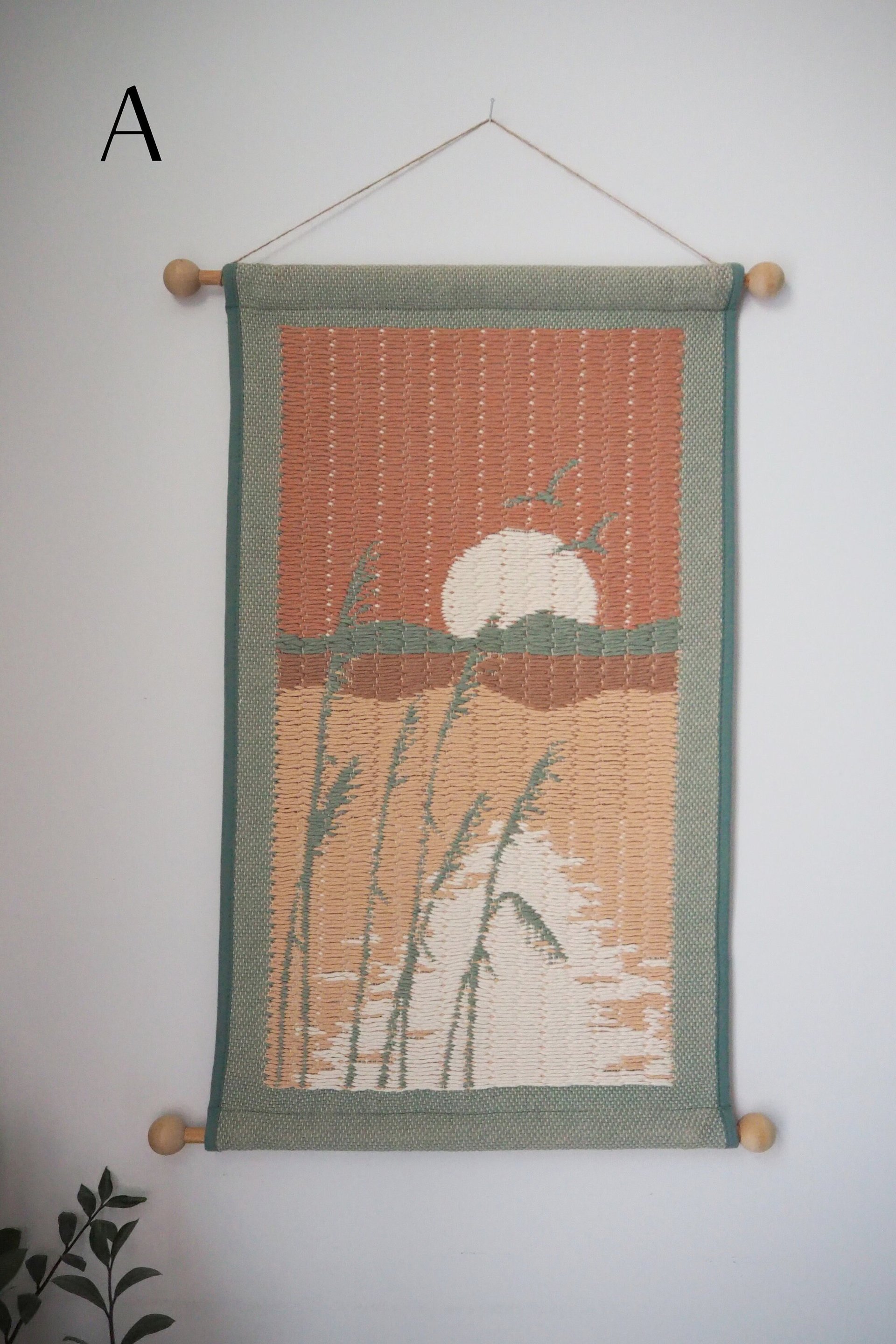 Vintage wall hanging | Pastel wall hanging | Vintage pink wall hanging | Scandinavian woven textile | Made in Finland