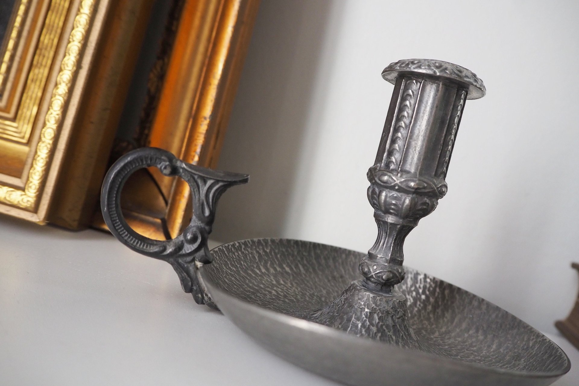 Set of two vintage candlestick holders | Norsk Tinn pewter candlestick holders | Norwegian chamber style candle holders