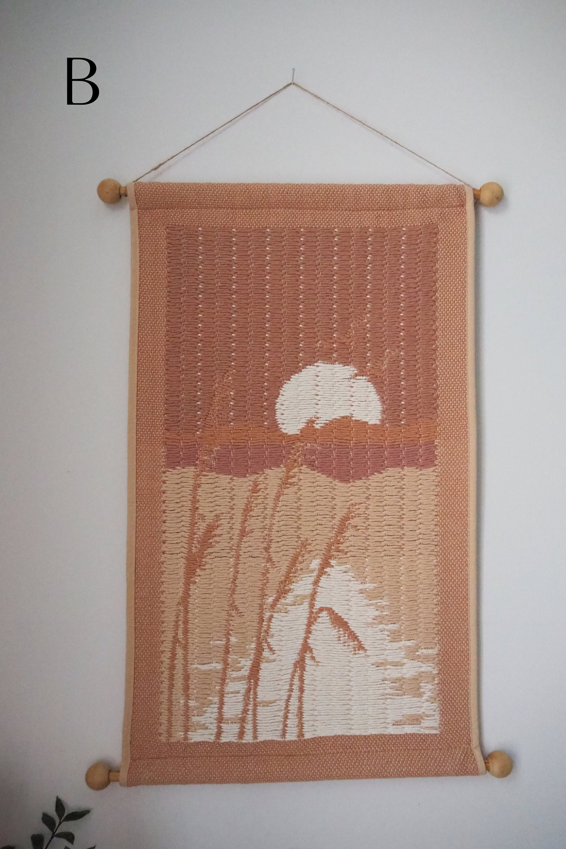 Vintage wall hanging | Pastel wall hanging | Vintage pink wall hanging | Scandinavian woven textile | Made in Finland