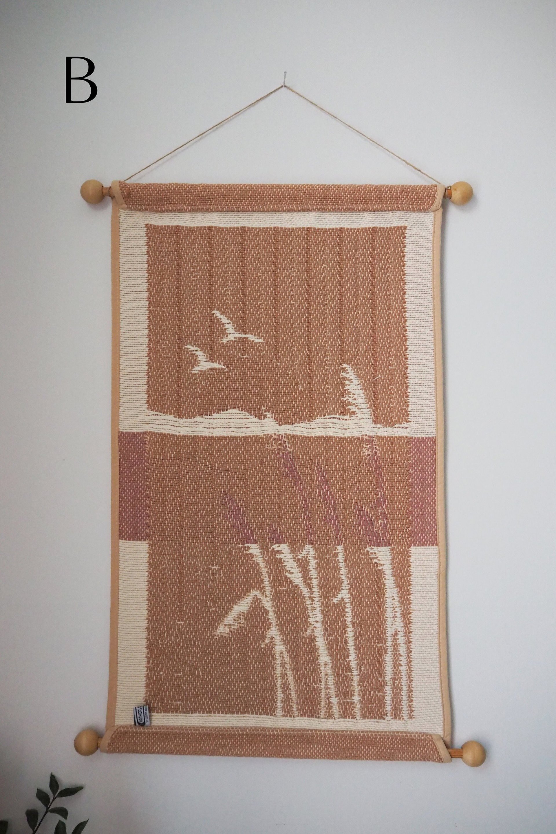 Vintage wall hanging | Pastel wall hanging | Vintage pink wall hanging | Scandinavian woven textile | Made in Finland