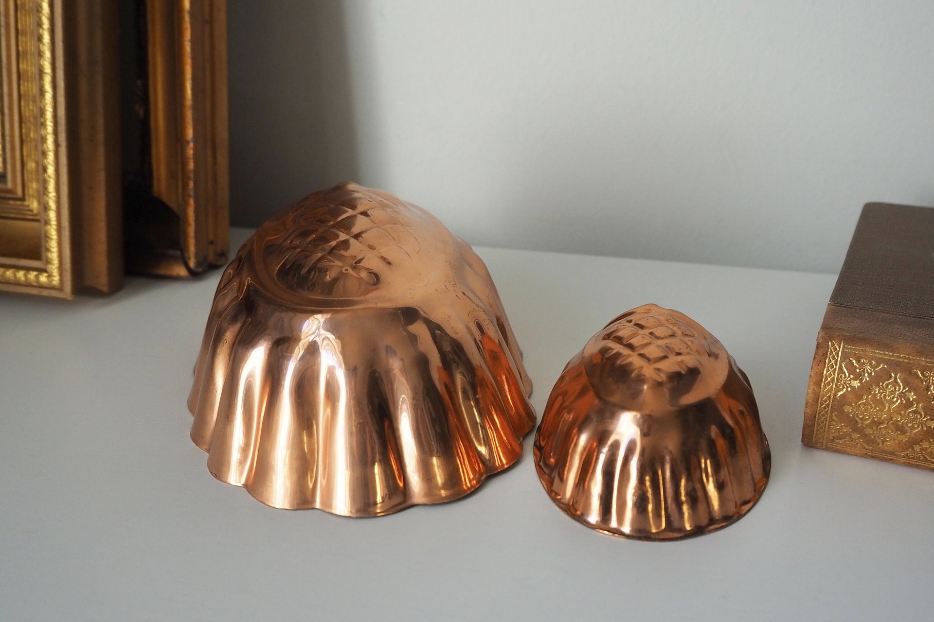 Vintage copper molds | Copper pineapple molds | Set of two vintage copper baking tins | Vintage copper baking tins