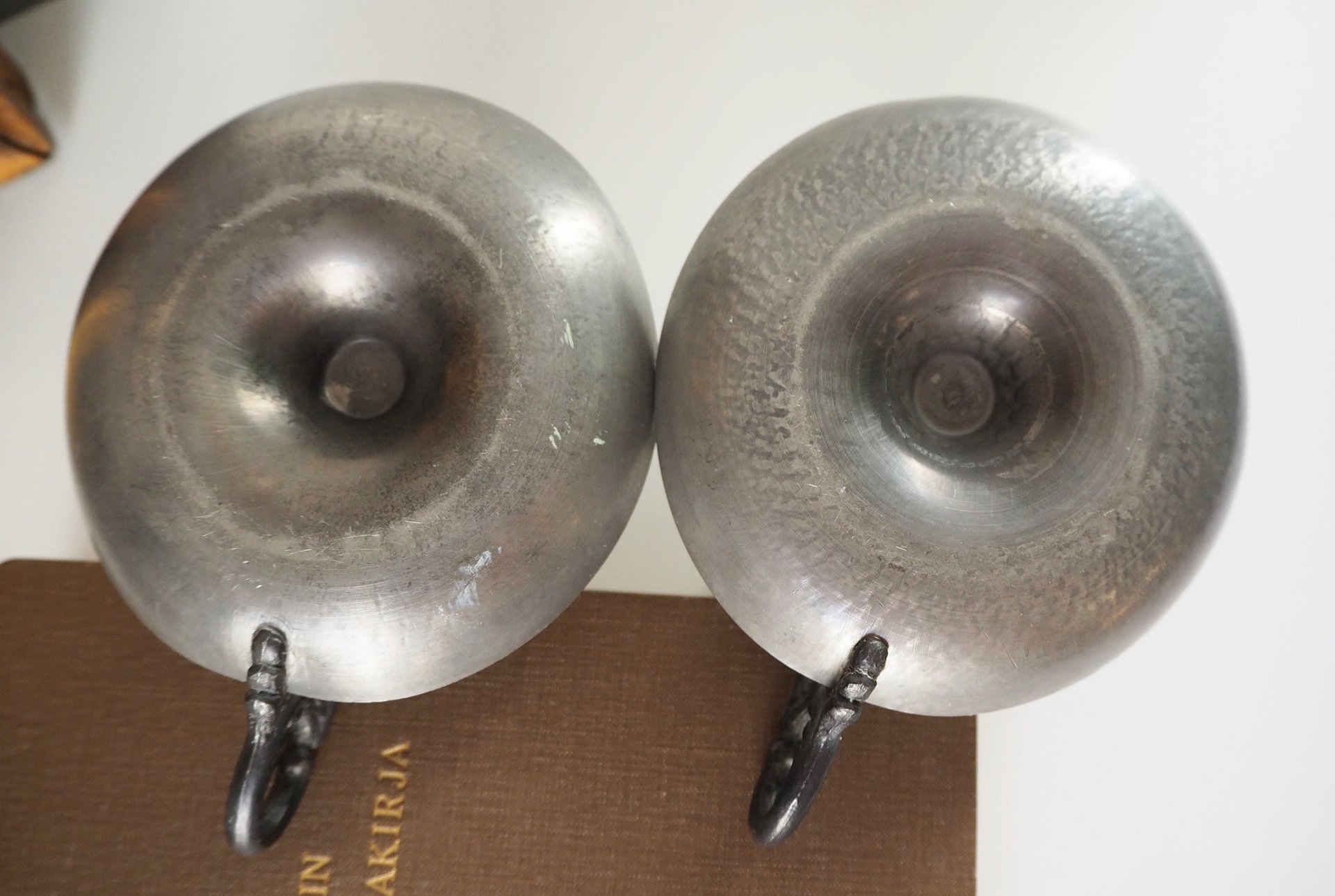 Set of two vintage candlestick holders | Norsk Tinn pewter candlestick holders | Norwegian chamber style candle holders