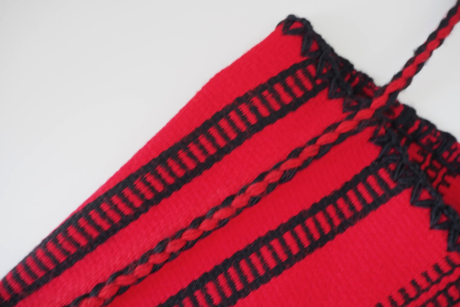 Vintage bag | Red and black shepherd's bag | Wool crossbody bag | Vintage wool bag | Red crossbody bag
