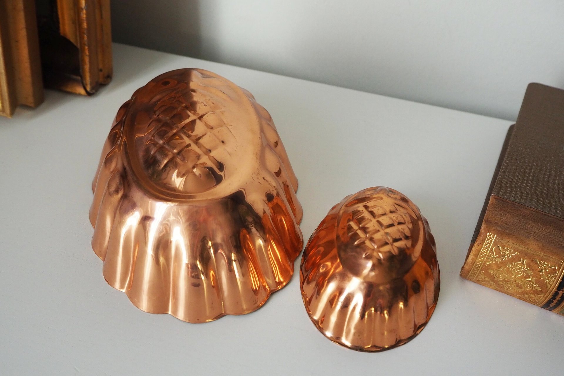 Vintage copper molds | Copper pineapple molds | Set of two vintage copper baking tins | Vintage copper baking tins