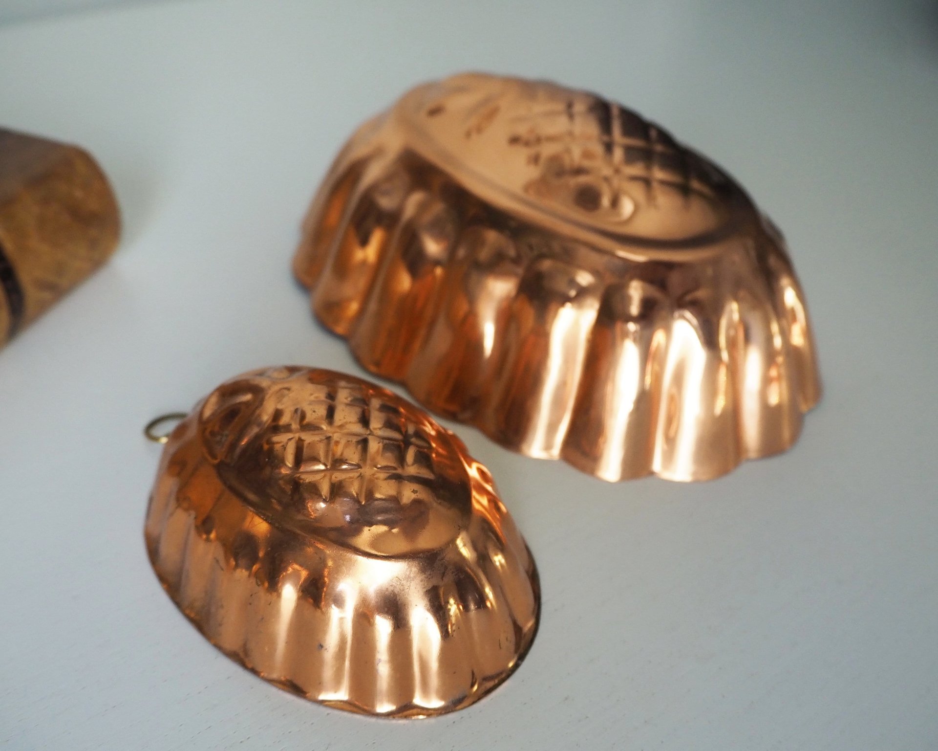 Vintage copper molds | Copper pineapple molds | Set of two vintage copper baking tins | Vintage copper baking tins