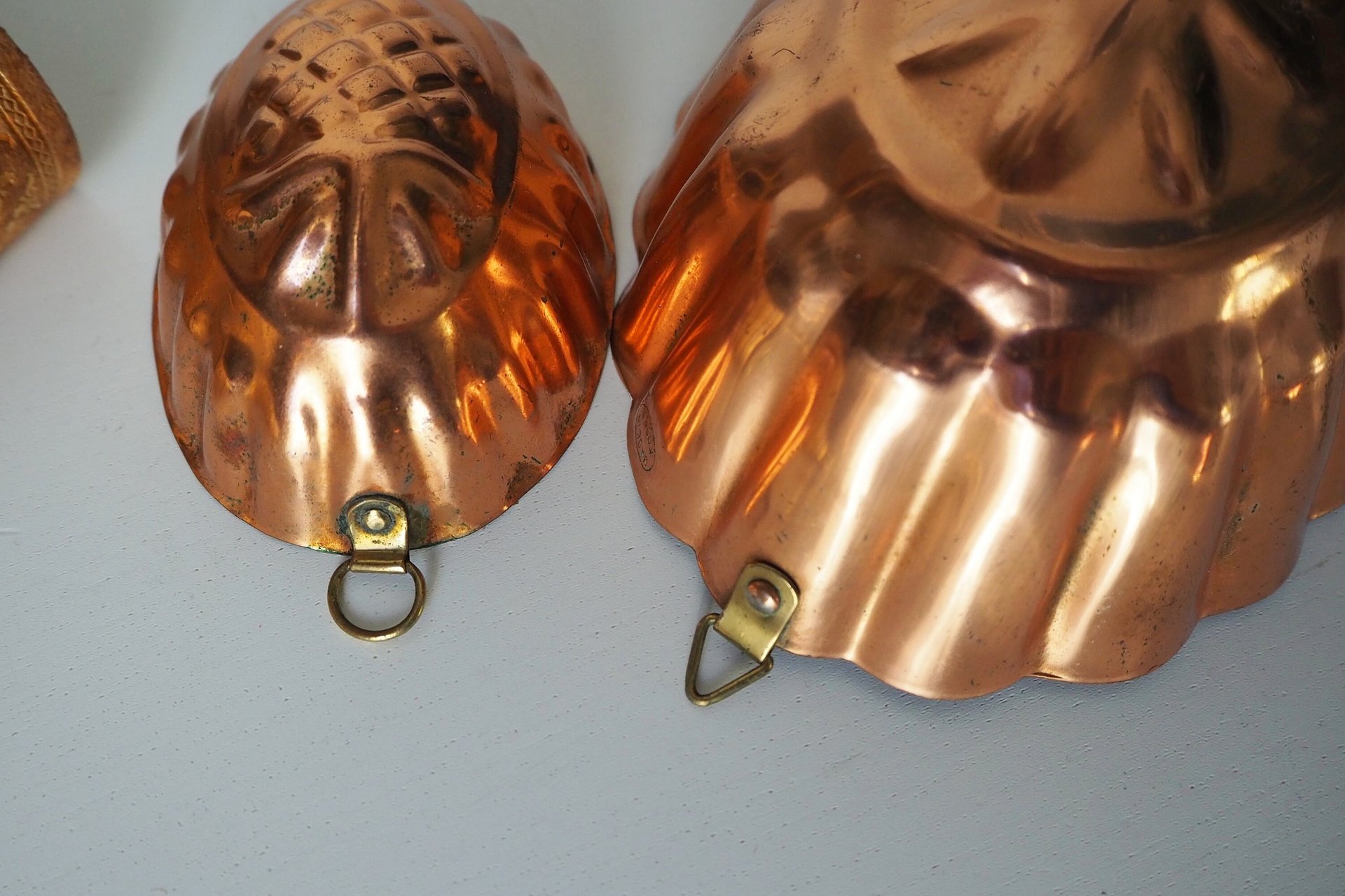 Vintage copper molds | Copper pineapple molds | Set of two vintage copper baking tins | Vintage copper baking tins