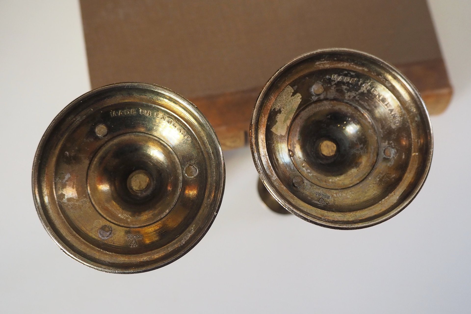 Set of two vintage candlestick holders | Twisted candle holders | Small candlestick holders | Vintage candle holder pair | Made in England