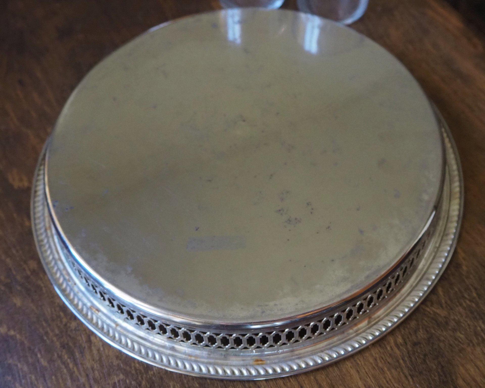 Vintage silver plated tray | Vintage tray with a raised edge | Silver plated serving tray with a cutout rim | Vintage decorative tray