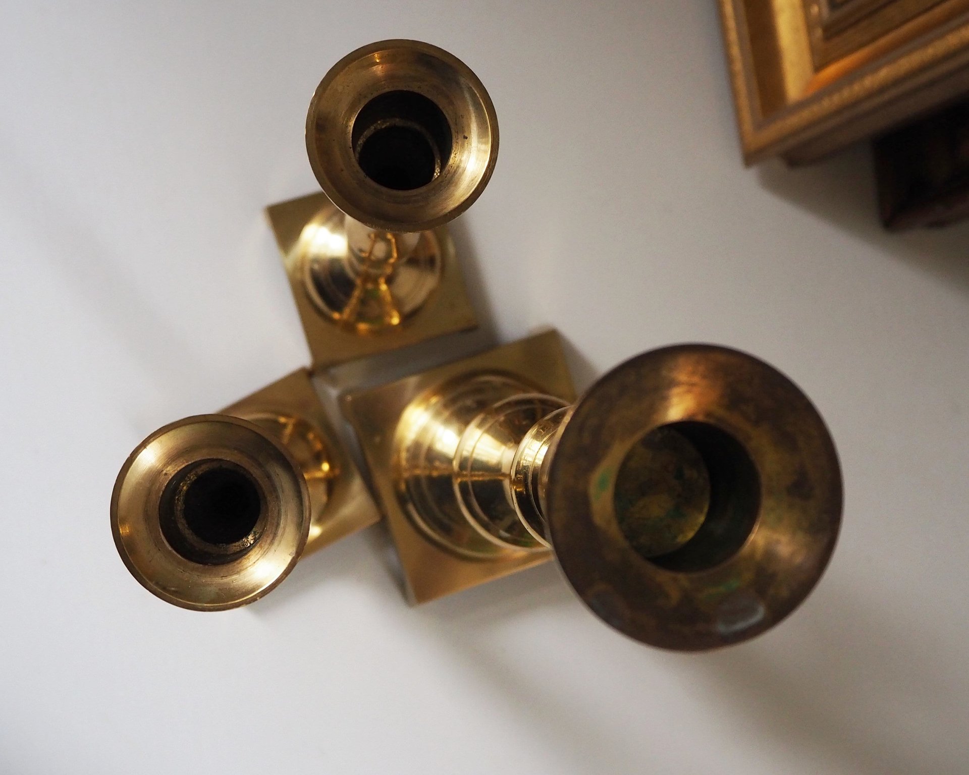 Vintage candlestick holder set | Candlestick holders | Vintage brass candlestick holders and candle snuffer | Made in Japan