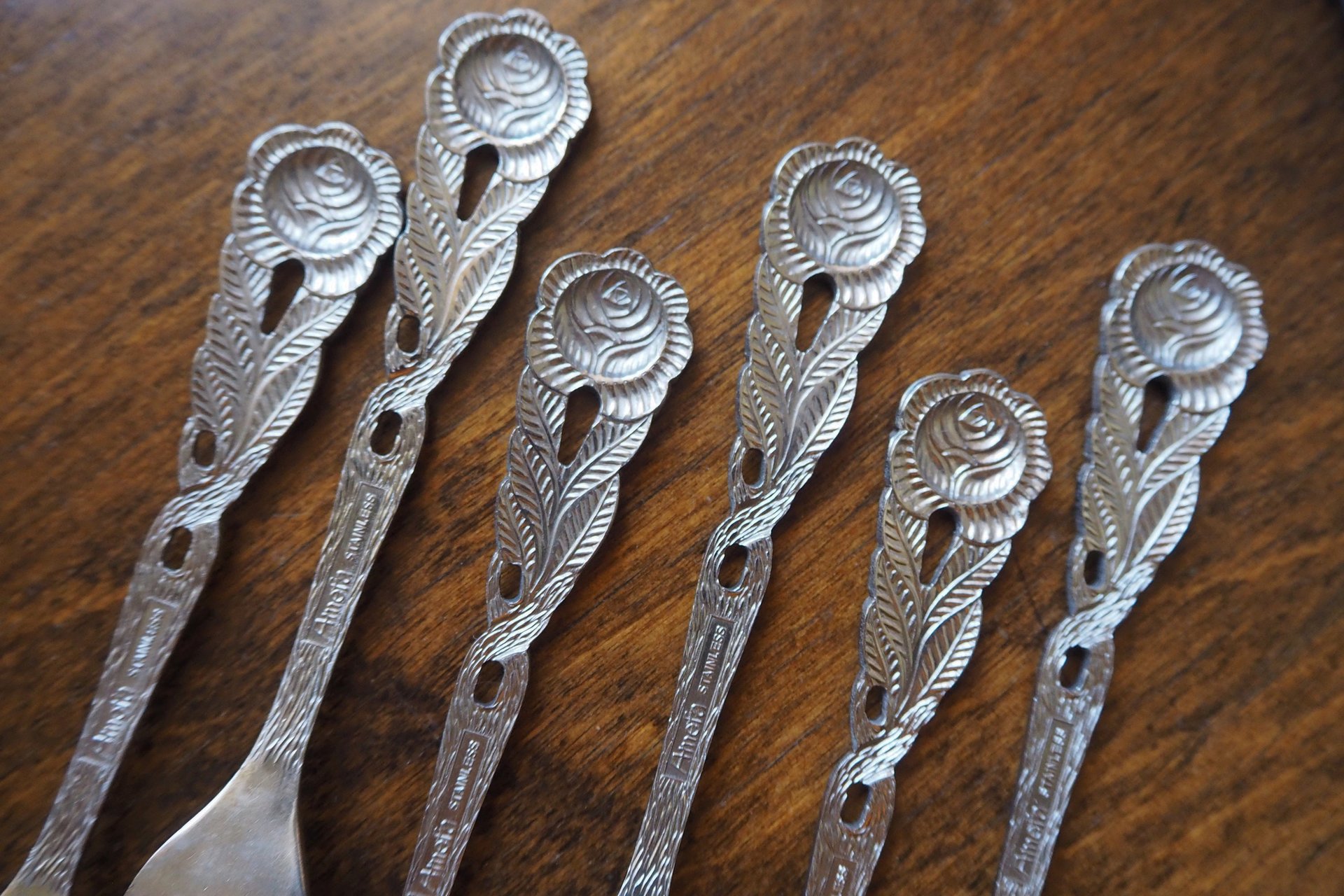 Set of six vintage dessert forks | Small vintage forks | Vintage dessert forks | Vintage dessert fork set | Amefa dessert forks