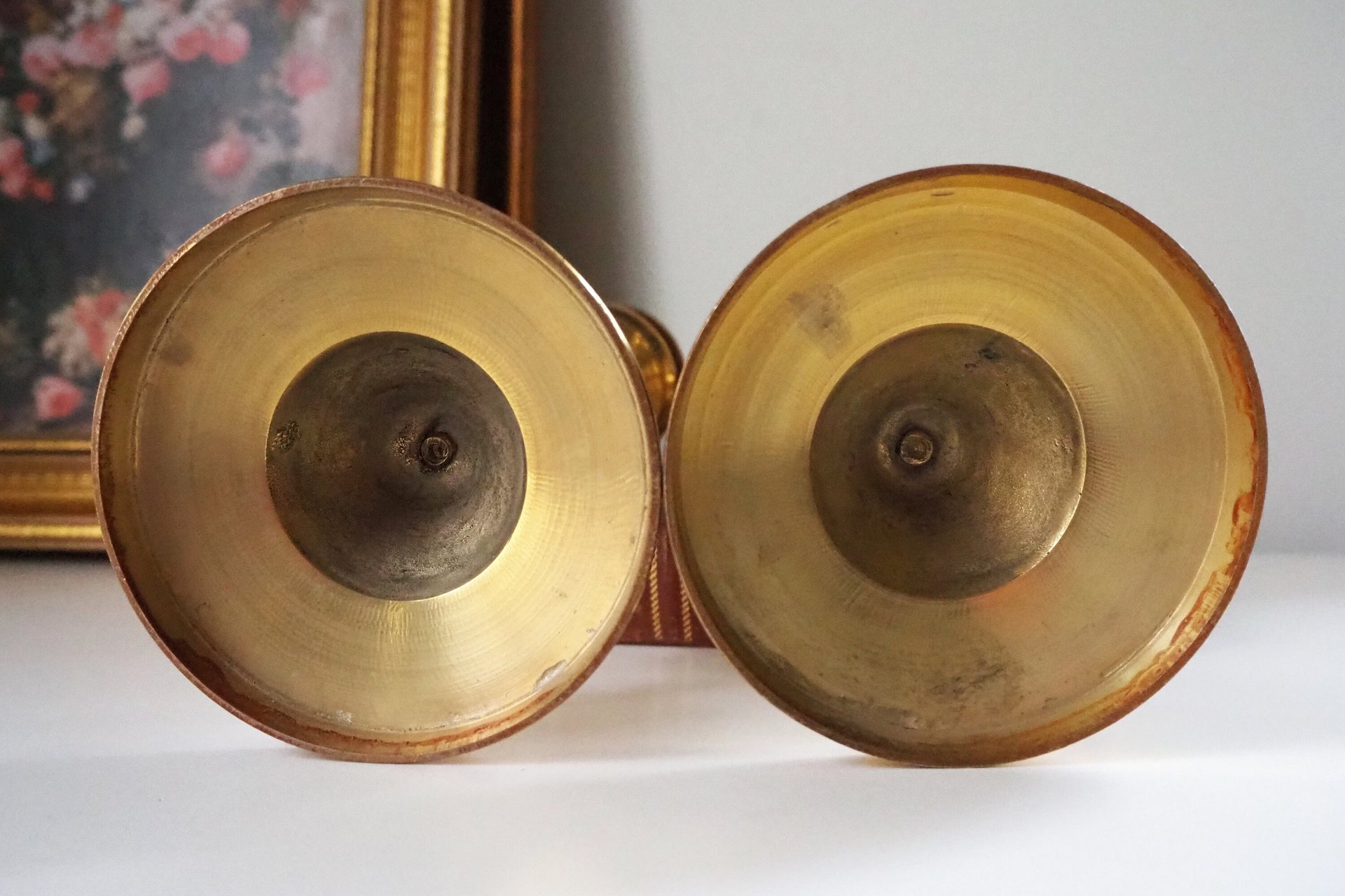 Pair of vintage candlestick holders | Brass candlestick holders | Tall brass candlestick holders