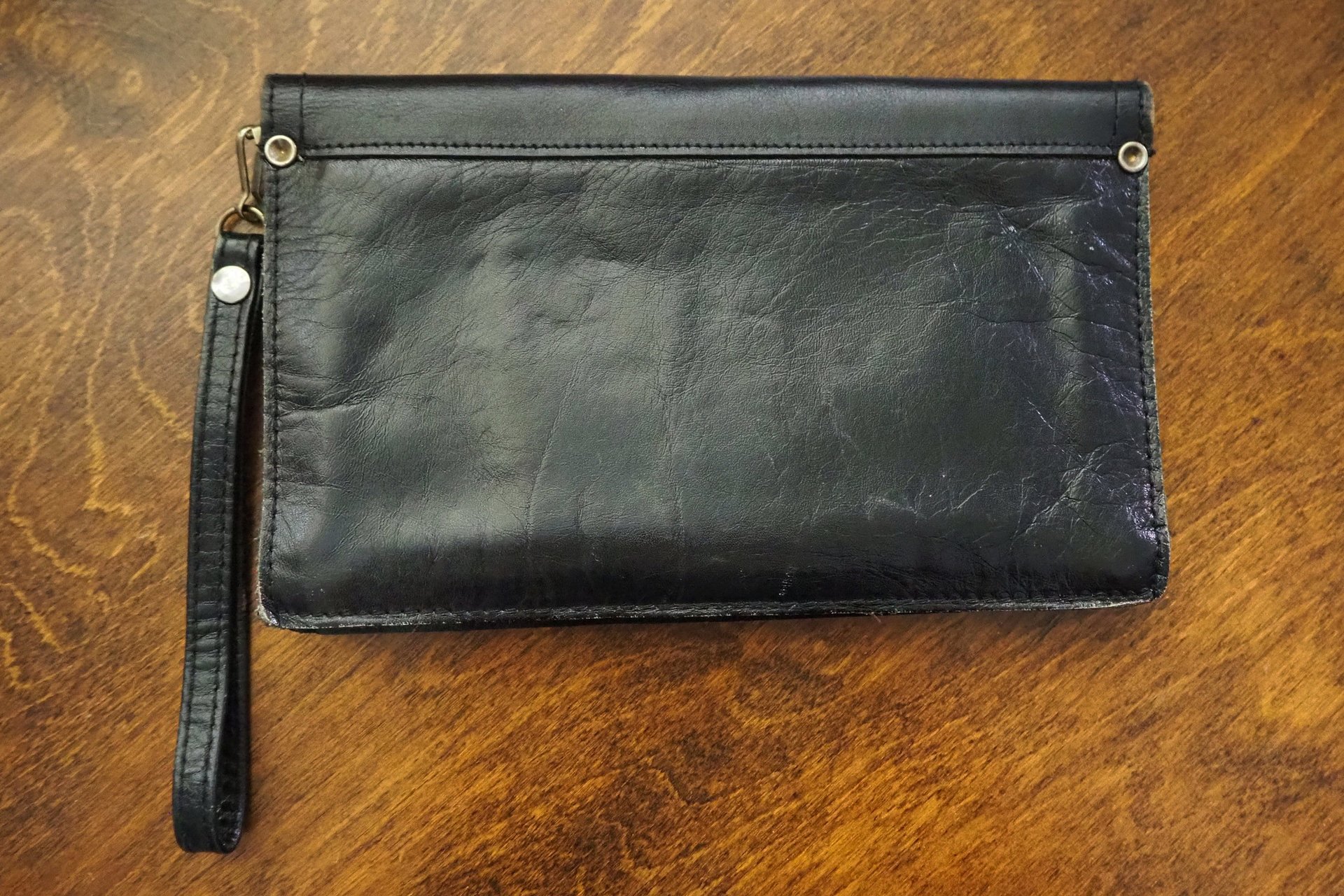 Vintage leather wristlet | Vintage leather bag | Black purse bag | Vintage wristlet | Vintage leather wrist bag | Black leather wristlet