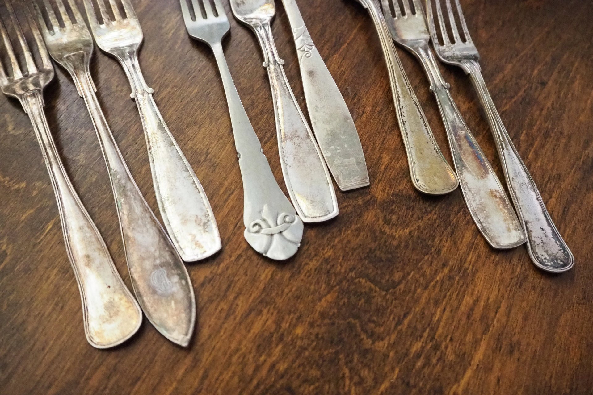 Vintage forks | Alpacca silver forks | Mismatched vintage forks | Food photography props | Mismatched forks