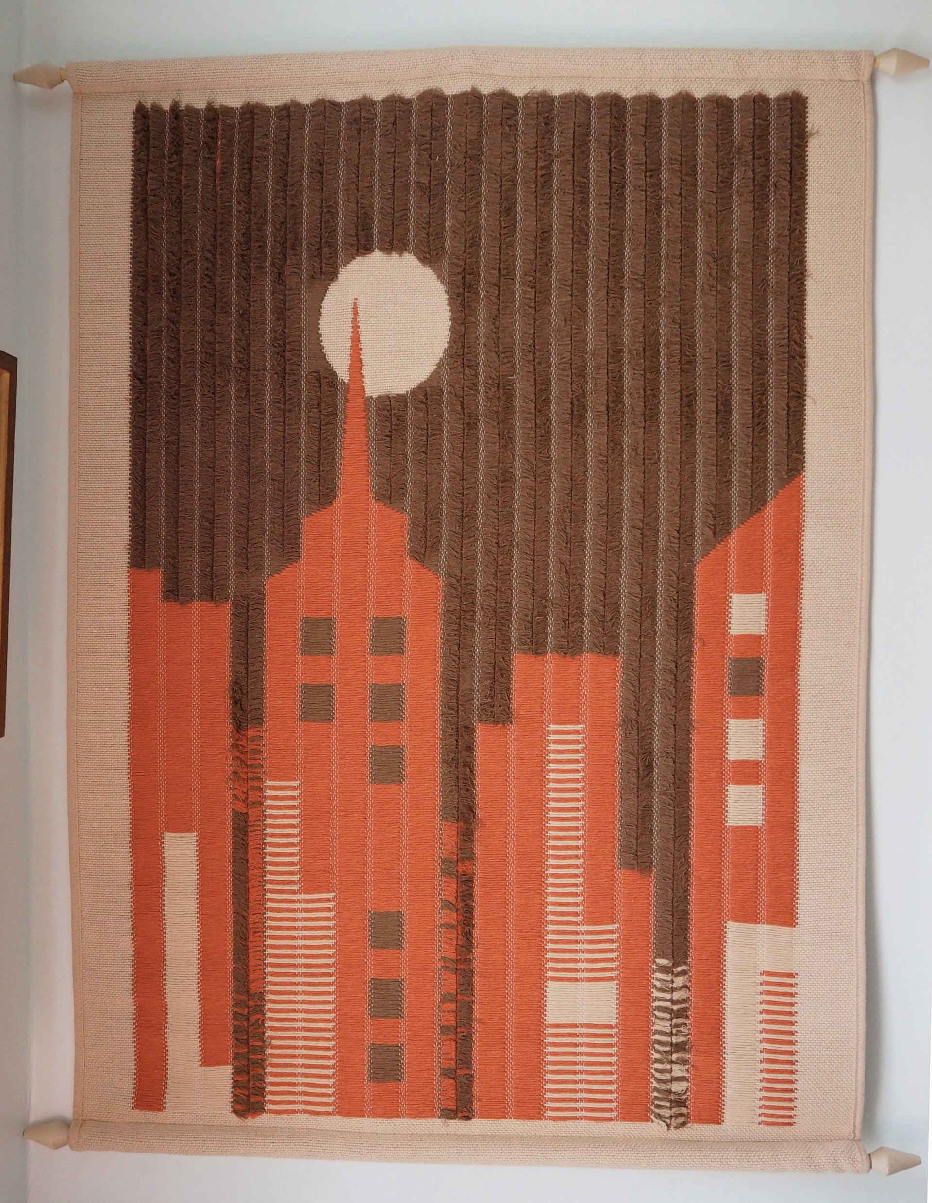 Vintage wall hanging | Large wall hanging | Vintage skyline wall hanging | Scandinavian woven textile | Made in Finland | Hanhisalon kutomo