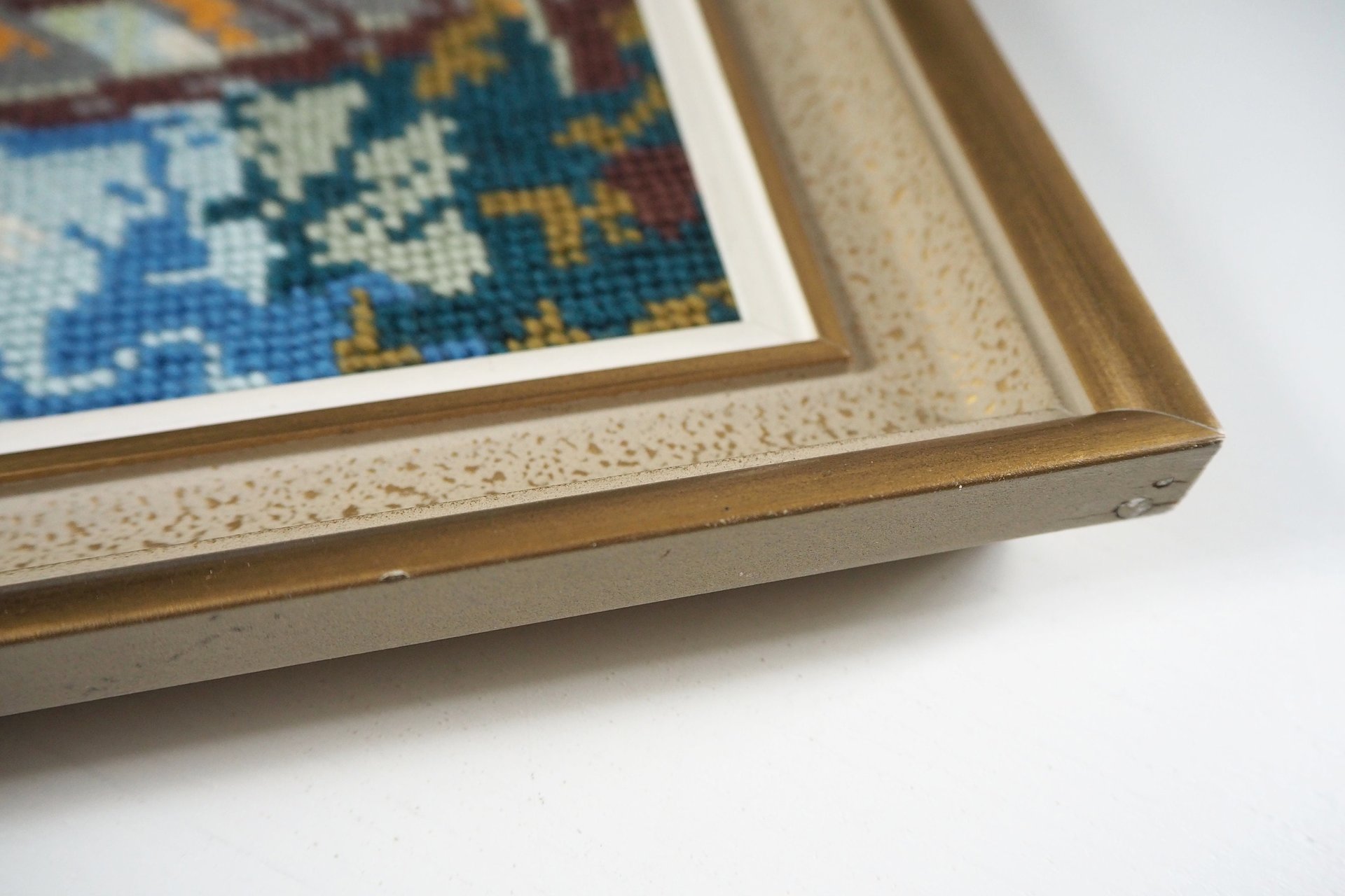 Vintage needlepoint wall art | Guardian angel needlepoint | Scandinavian wall art | Needlepoint wall hanging | Wool needlepoint