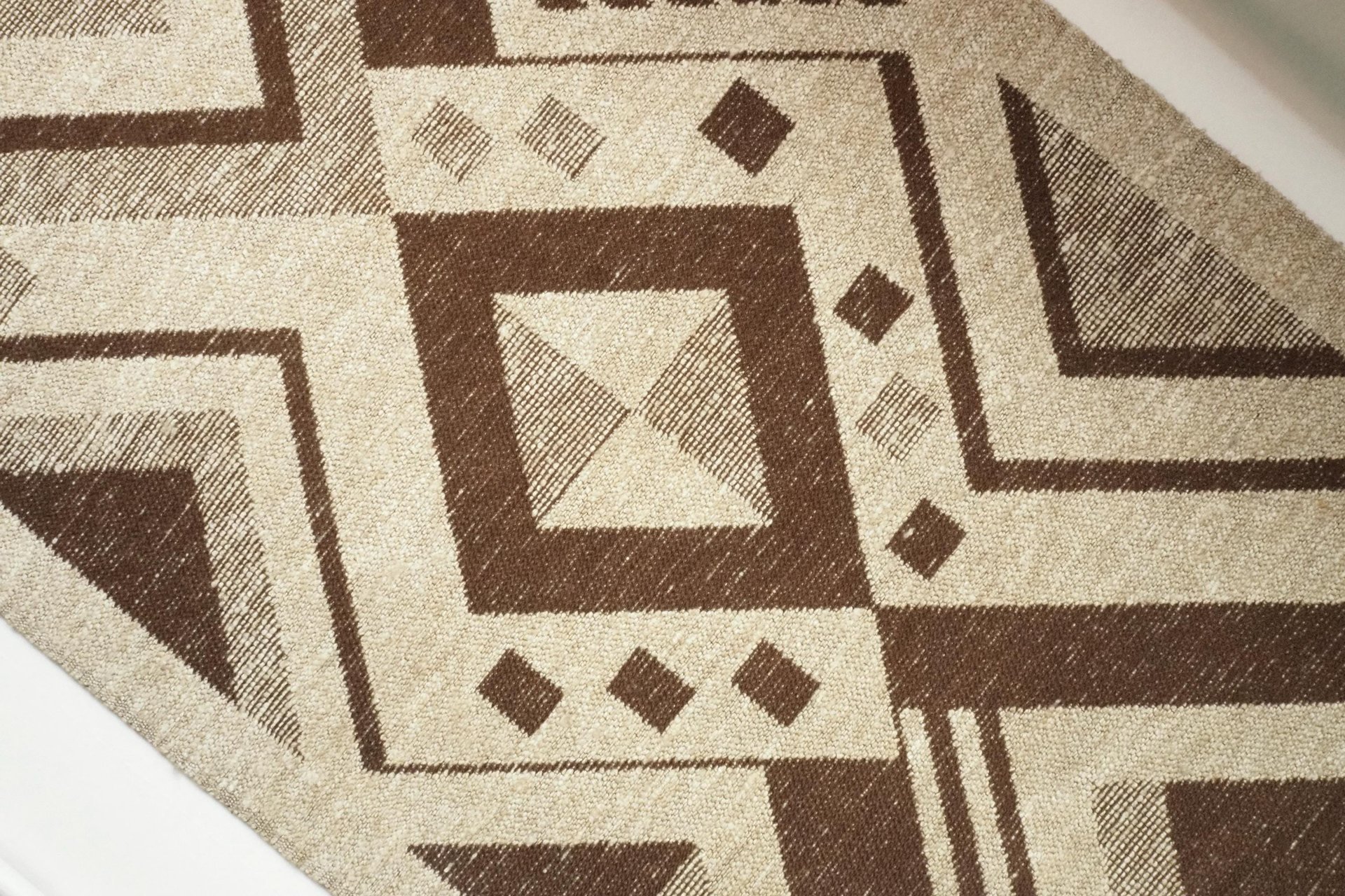 Vintage wall hanging | Large wall hanging | Scandinavian woven textile | Brown and beige wall hanging | Geometric wall hanging