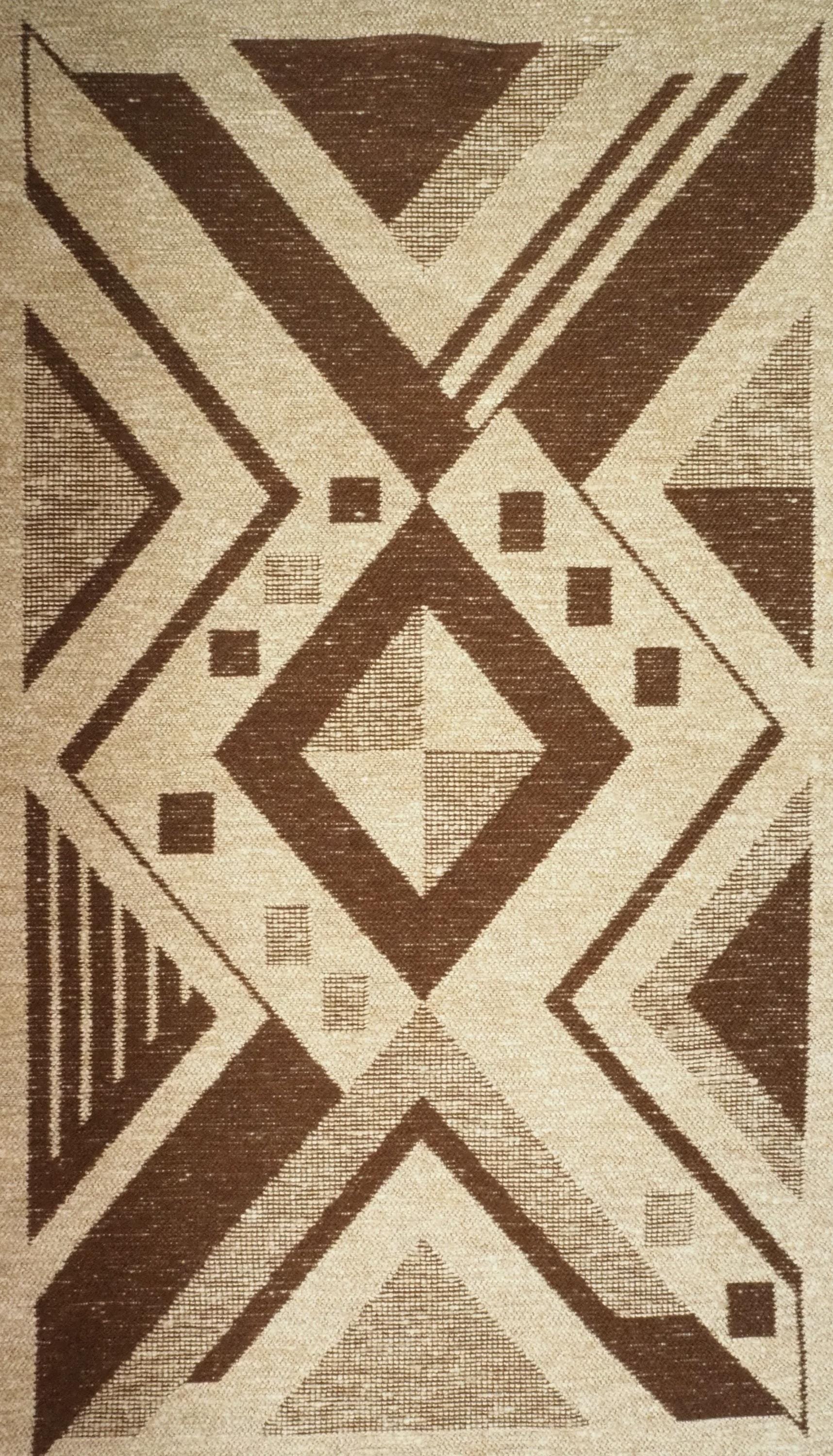 Vintage wall hanging | Large wall hanging | Scandinavian woven textile | Brown and beige wall hanging | Geometric wall hanging