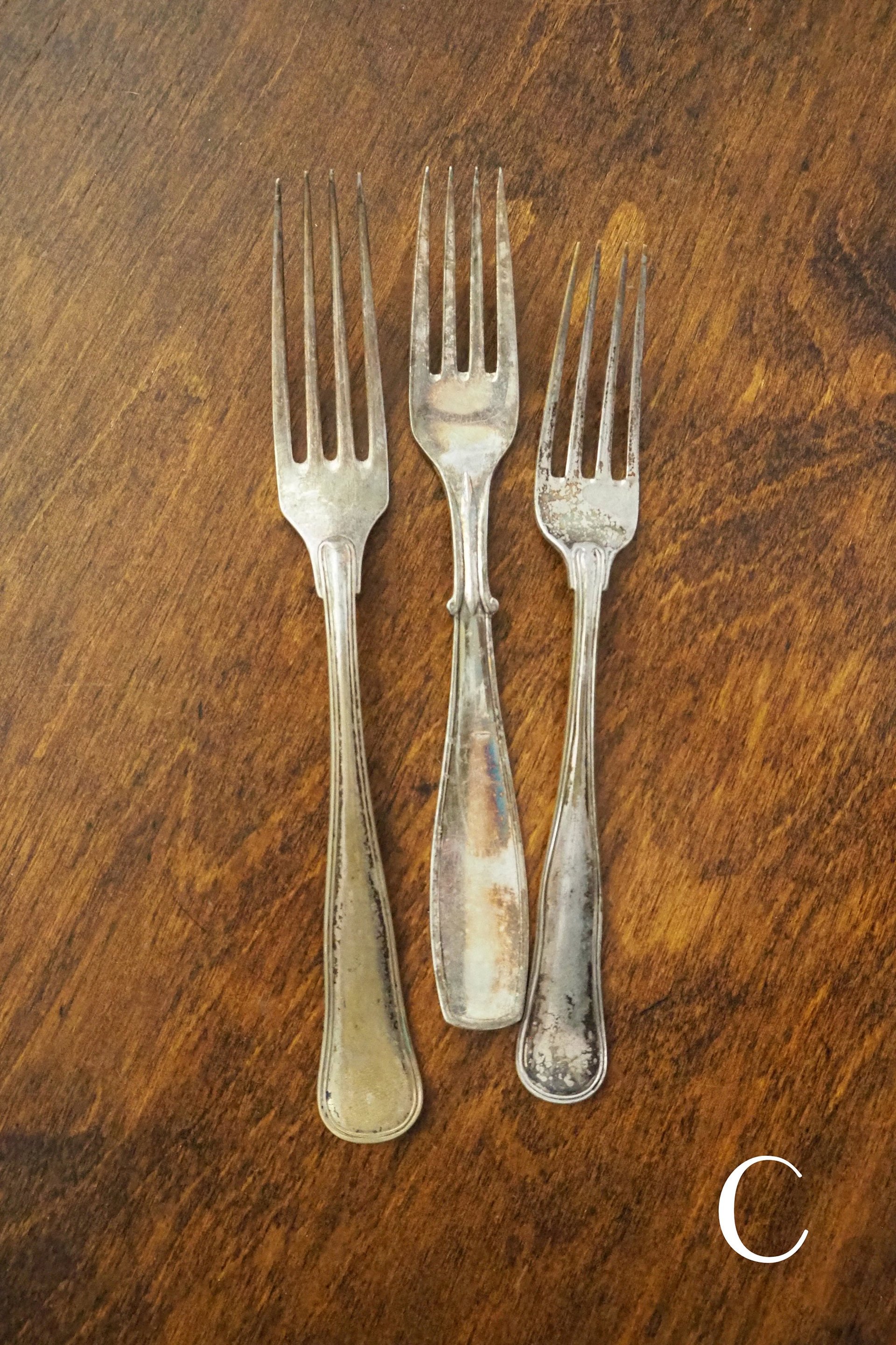 Vintage forks | Alpacca silver forks | Mismatched vintage forks | Food photography props | Mismatched forks