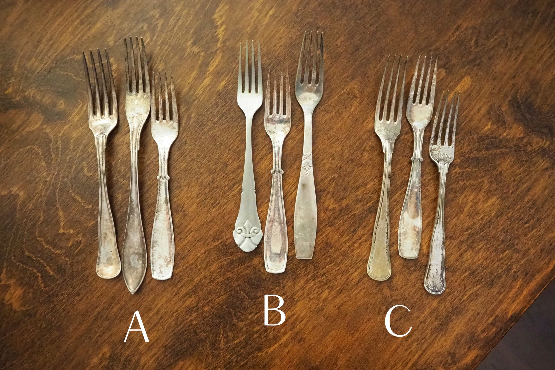 Vintage forks | Alpacca silver forks | Mismatched vintage forks | Food photography props | Mismatched forks