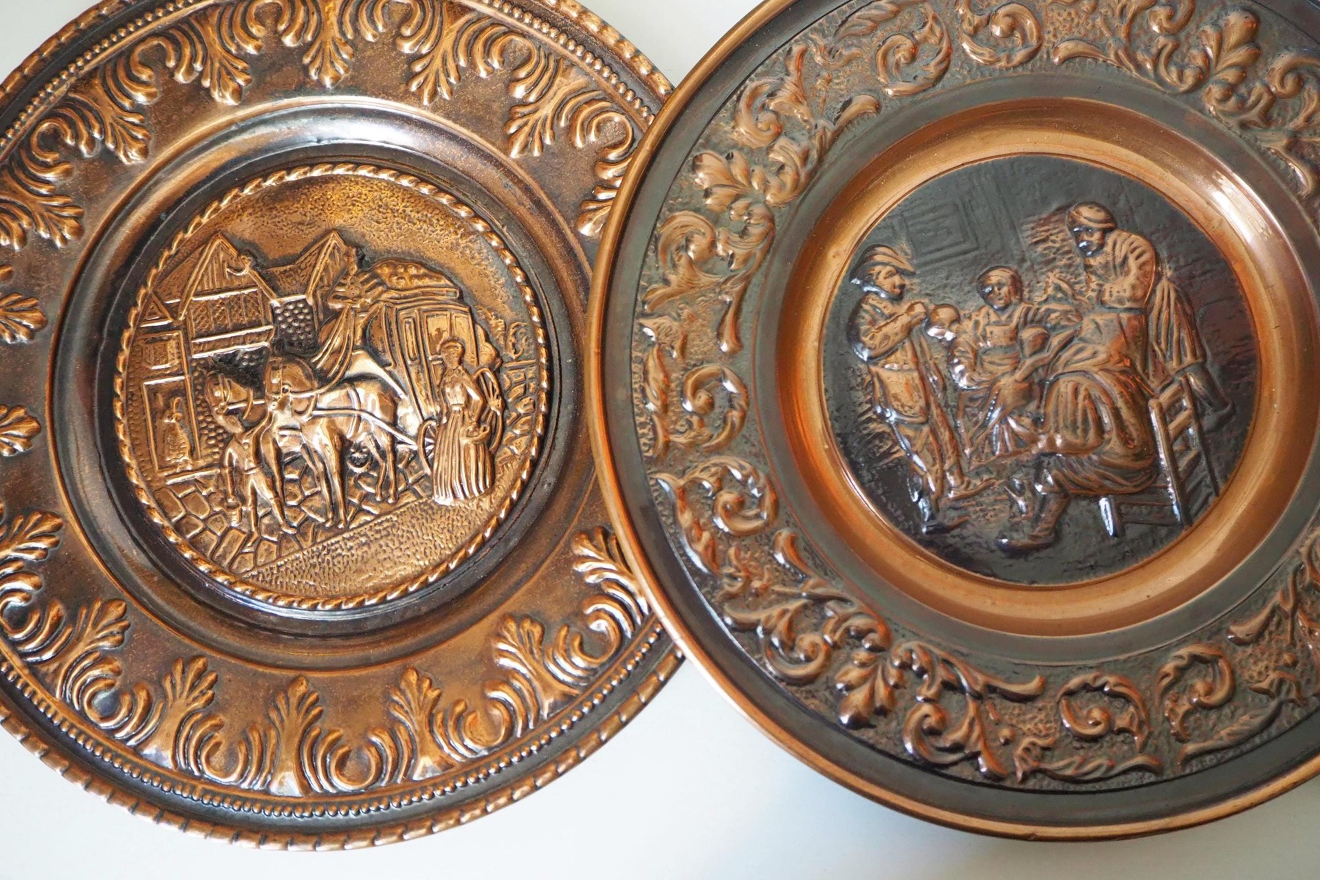 Set of two vintage copper wall plates | Decorative wall plates | Vintage copper plates | Vintage wall decor