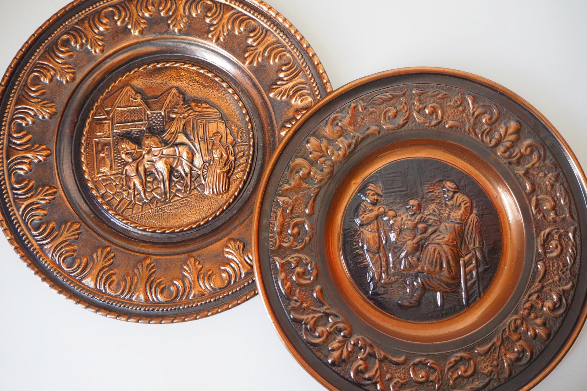 Set of two vintage copper wall plates | Decorative wall plates | Vintage copper plates | Vintage wall decor