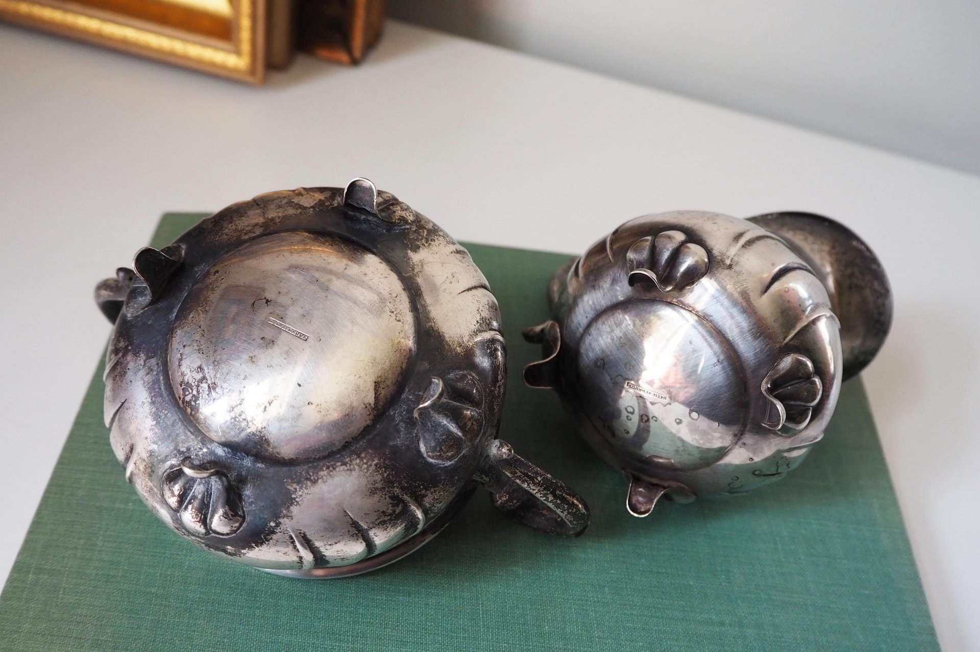 Vintage alpacca creamer and sugar bowl set | Vintage alpacca silver creamer and sugar set | Vintage creamer and sugar bowl set