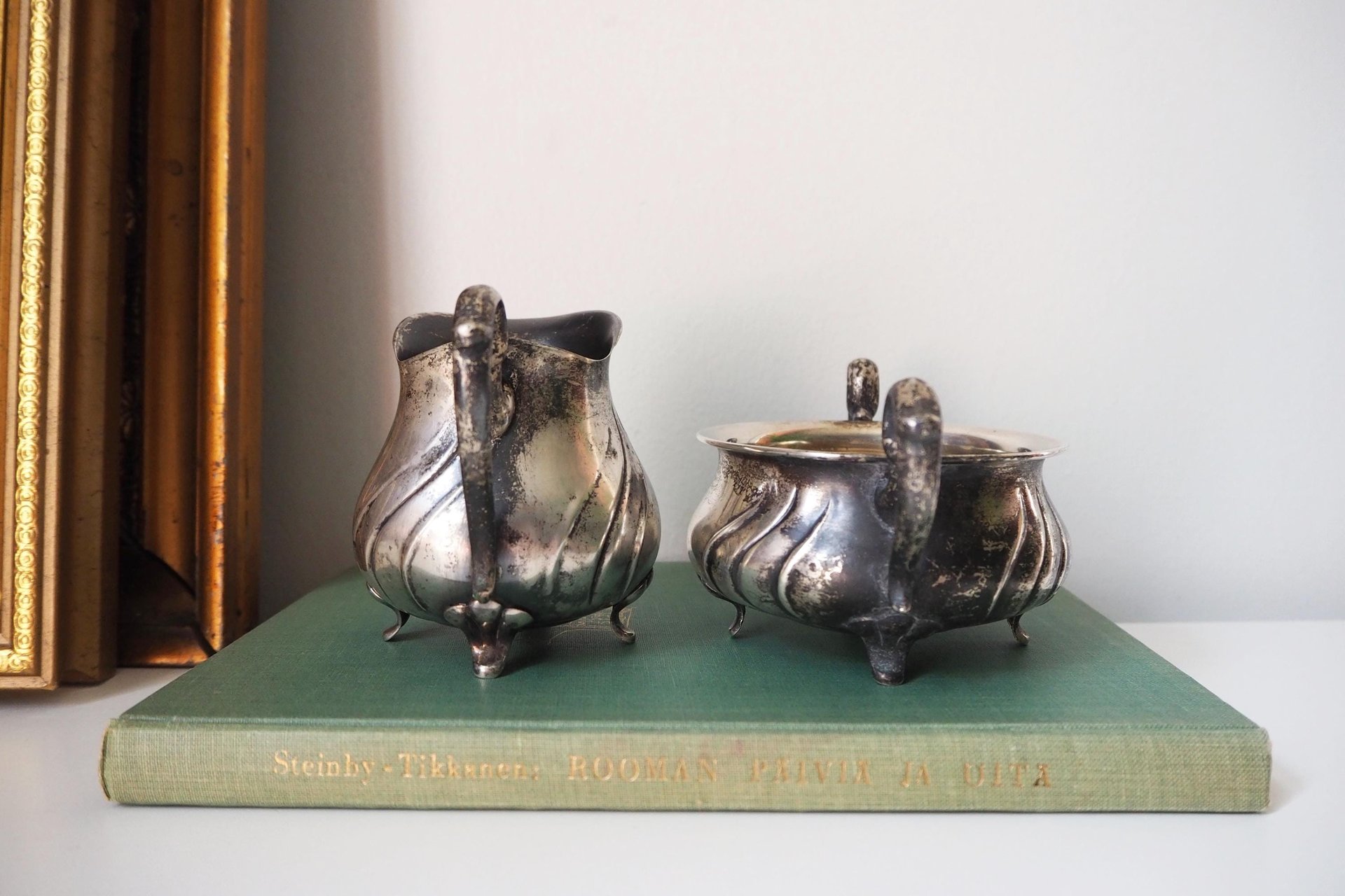 Vintage alpacca creamer and sugar bowl set | Vintage alpacca silver creamer and sugar set | Vintage creamer and sugar bowl set