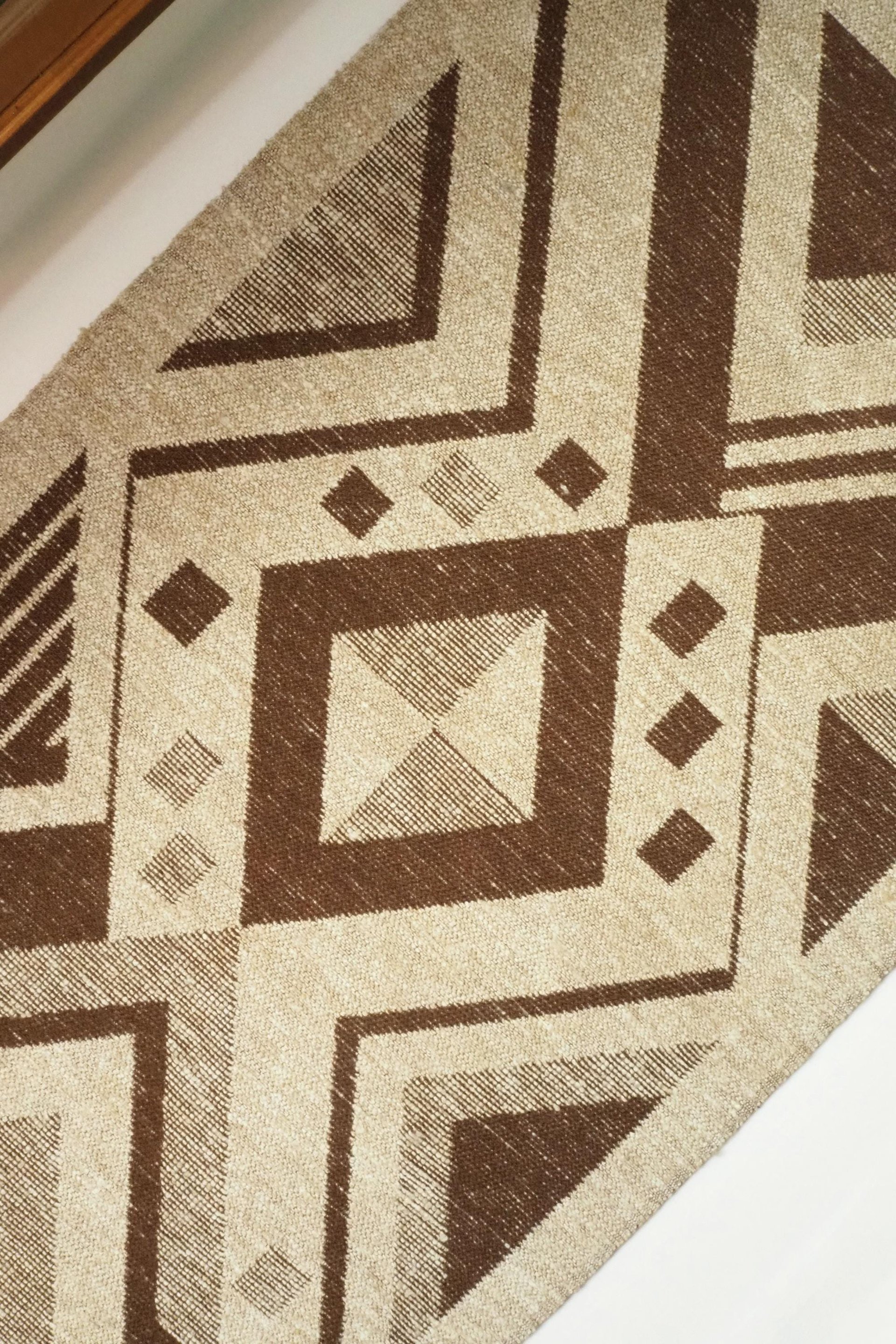 Vintage wall hanging | Large wall hanging | Scandinavian woven textile | Brown and beige wall hanging | Geometric wall hanging