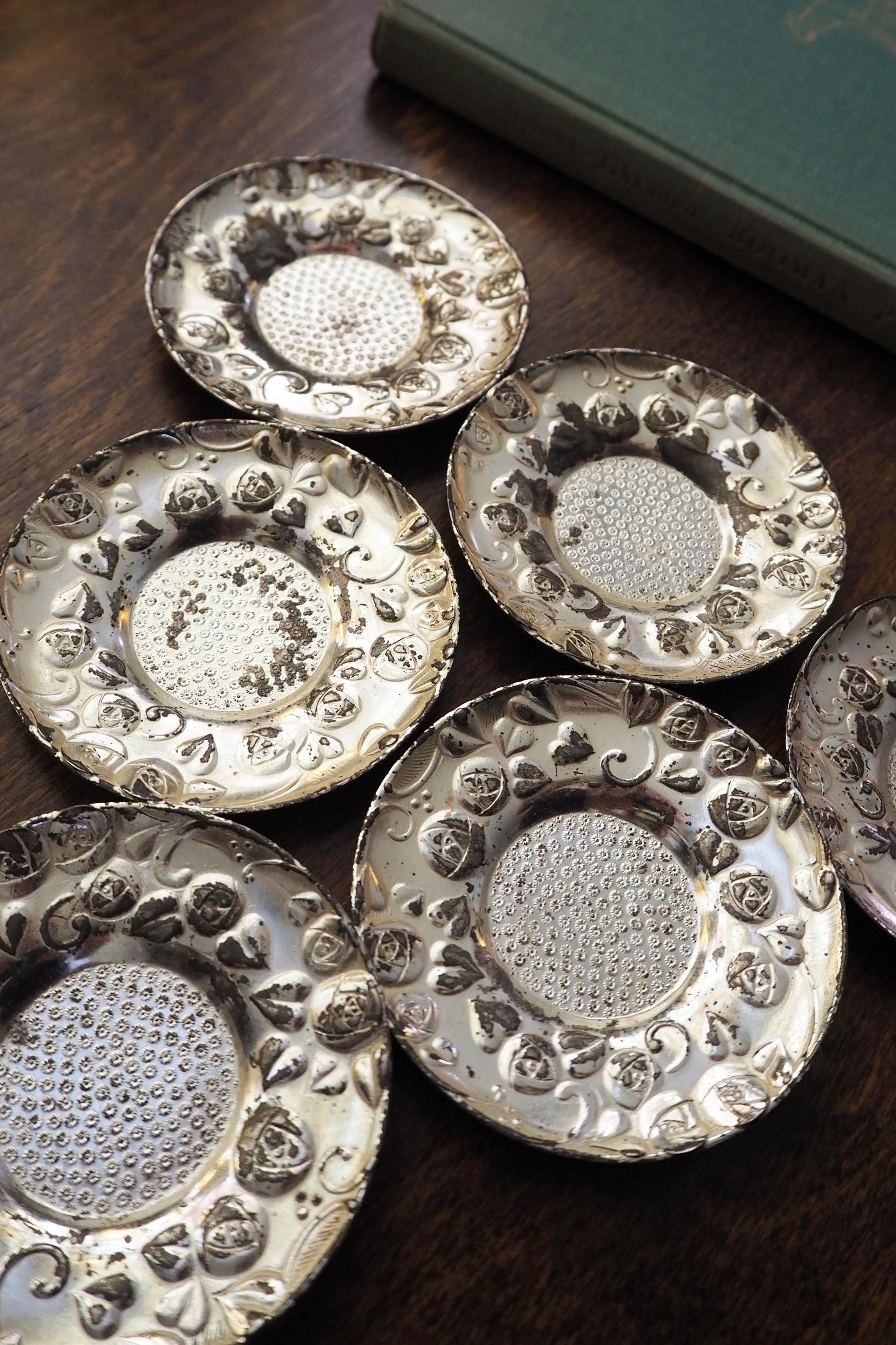 Set of six vintage coasters | Set of silver plated tiny coasters | Vintage silver plated coasters | Silver plated coasters