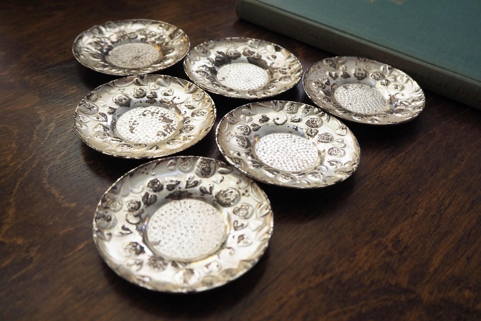 Set of six vintage coasters | Set of silver plated tiny coasters | Vintage silver plated coasters | Silver plated coasters
