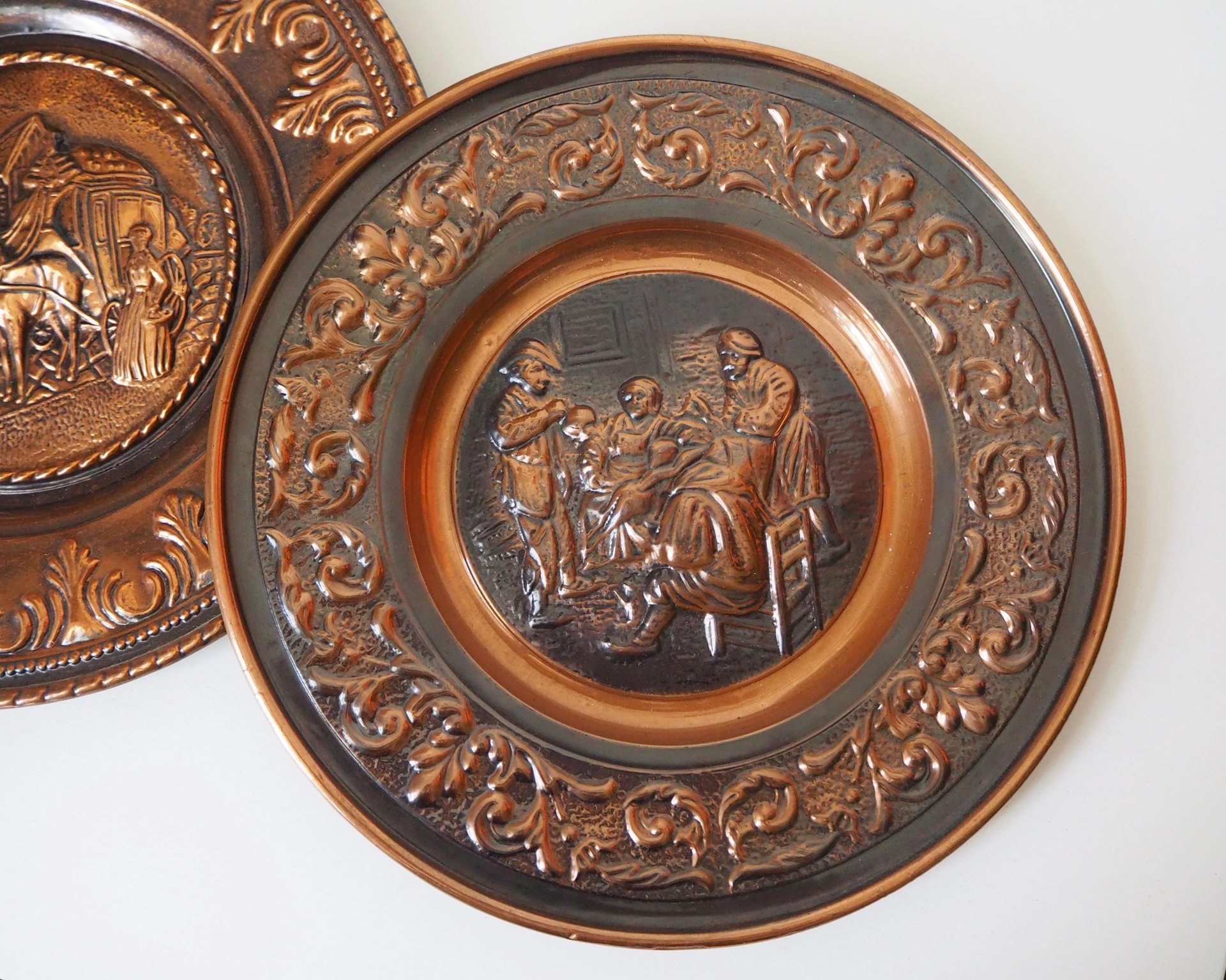 Set of two vintage copper wall plates | Decorative wall plates | Vintage copper plates | Vintage wall decor