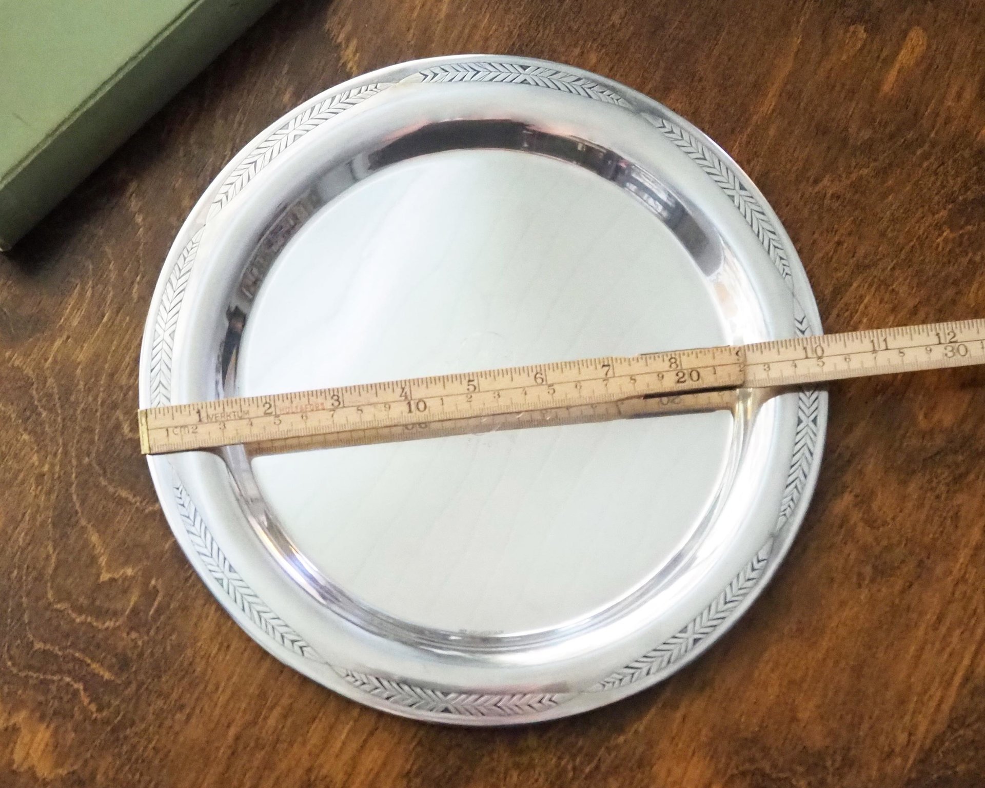 Vintage alpacca silver tray | Alpacca silver platter | Vintage serving tray | Engraved silver tray | Made in Finland