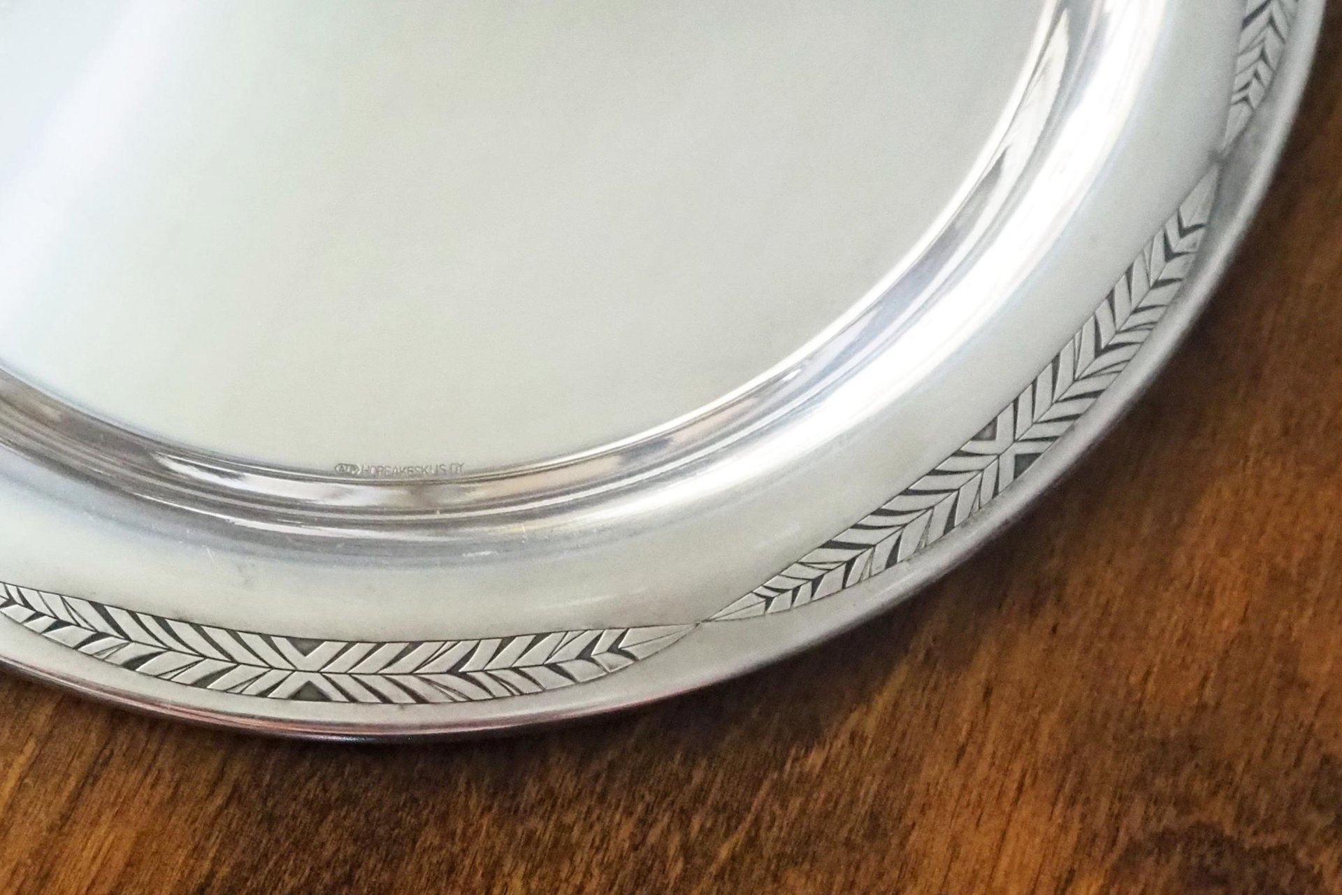 Vintage alpacca silver tray | Alpacca silver platter | Vintage serving tray | Engraved silver tray | Made in Finland
