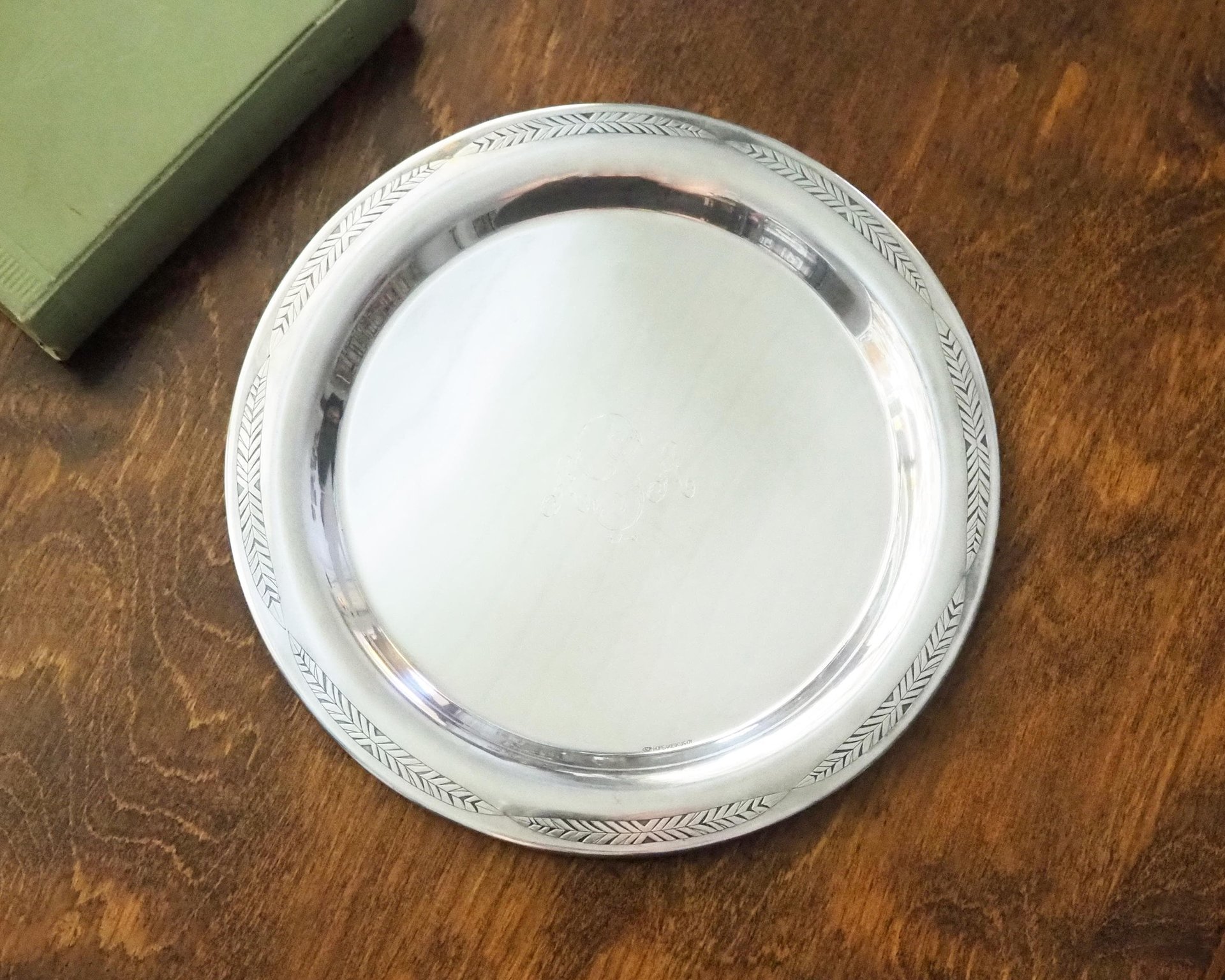 Vintage alpacca silver tray | Alpacca silver platter | Vintage serving tray | Engraved silver tray | Made in Finland