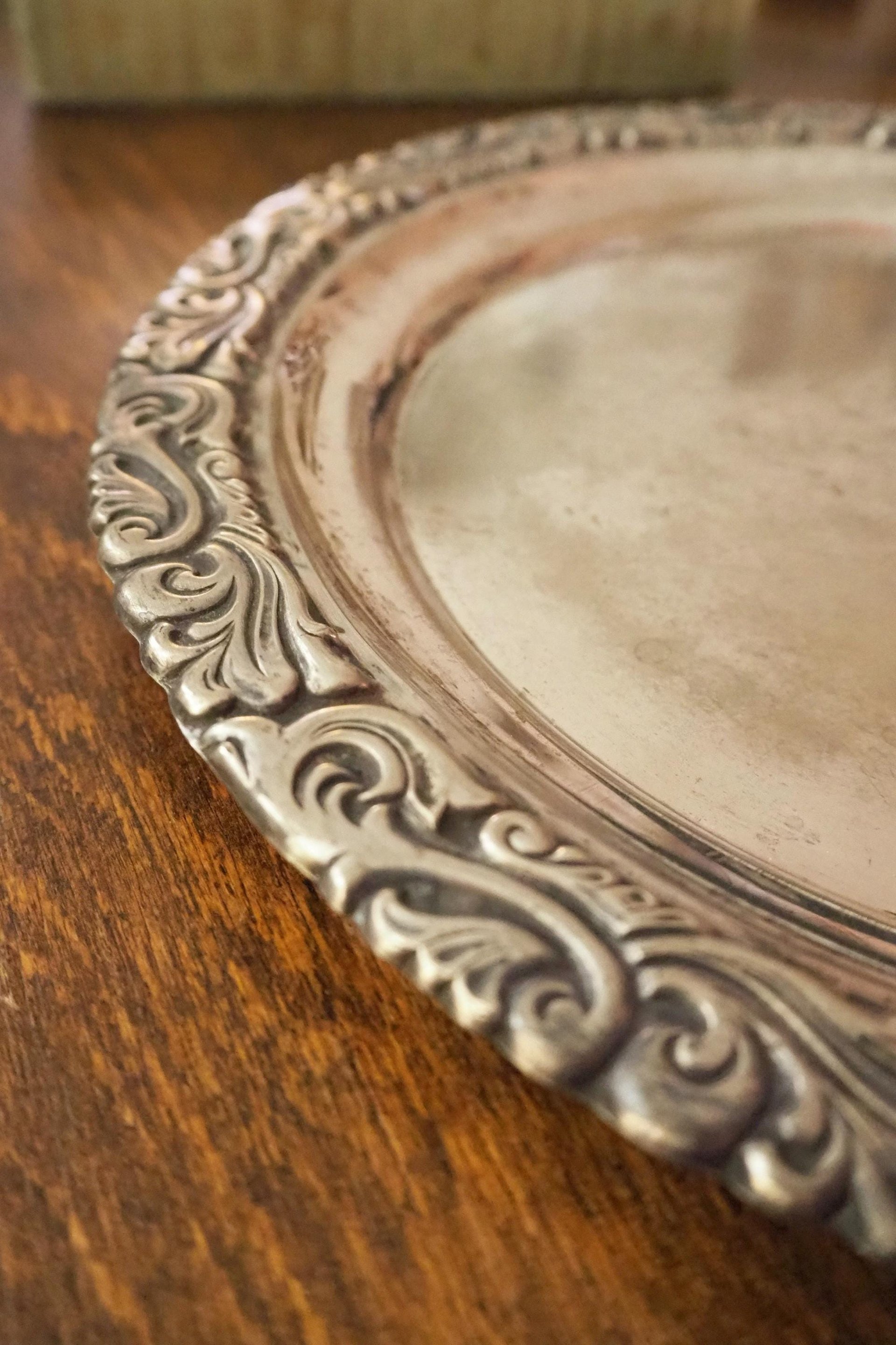 Vintage alpacca silver tray | Alpacca silver platter | Vintage serving tray | Alpacca silver tray | Made in Finland | Round serving tray